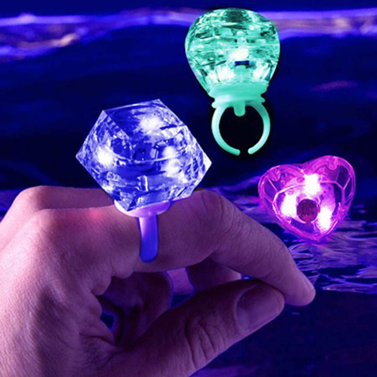 Kristal Tasarımlı Led Glow Işıklı 3 Modlu Mor Yüzük 3.5 x 5 cm (4