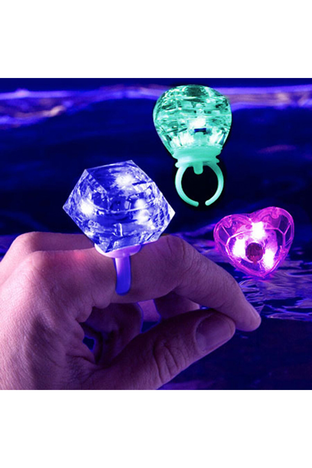 Ok Aksesuar Kristal Tasarımlı Led Glow İşıklı 3 Modlu Mor Yüzük 3.5 X 5 Cm (5