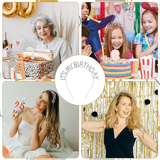 Kristal Taşlı Gümüş Renk İt's My Birthday Yazılı Doğum Gü Kristal Taşlı Gümüş Renk İt's My Birthday Yazılı Doğum Gü