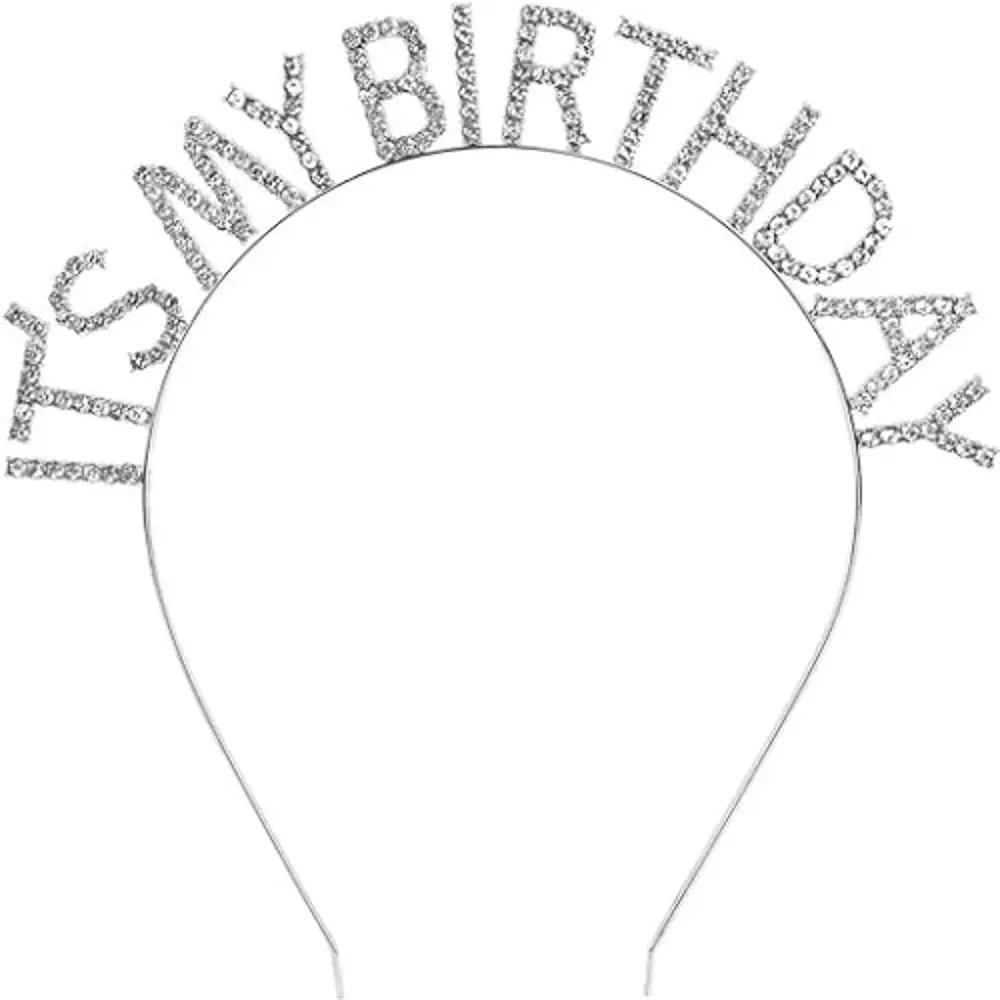 Kristal Taşlı Gümüş Renk İt's My Birthday Yazılı Doğum Günü Parti