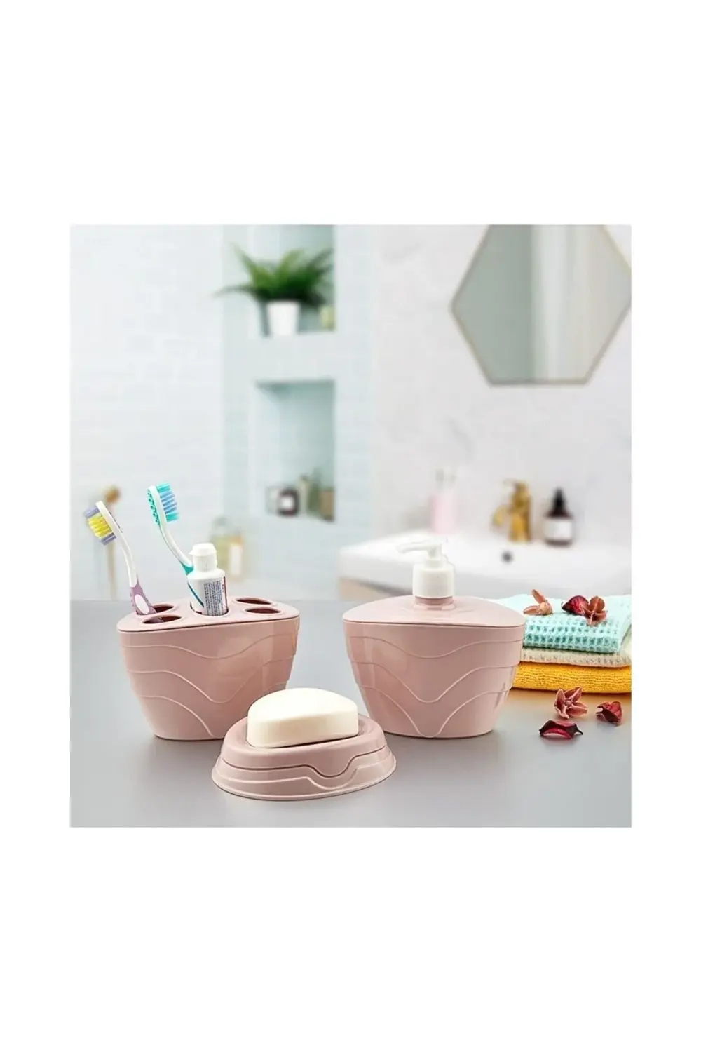 Kristal Üçlü Banyo Seti + Banyo Köşeliği