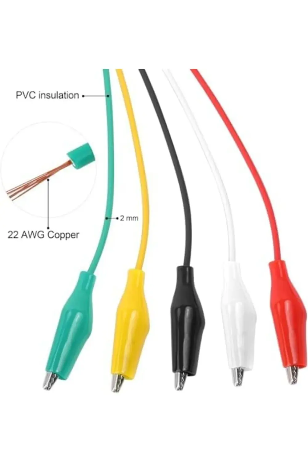 Krokodil Test Kablosu Seti – Renkli Timsah Kelepçeli Multimetre B