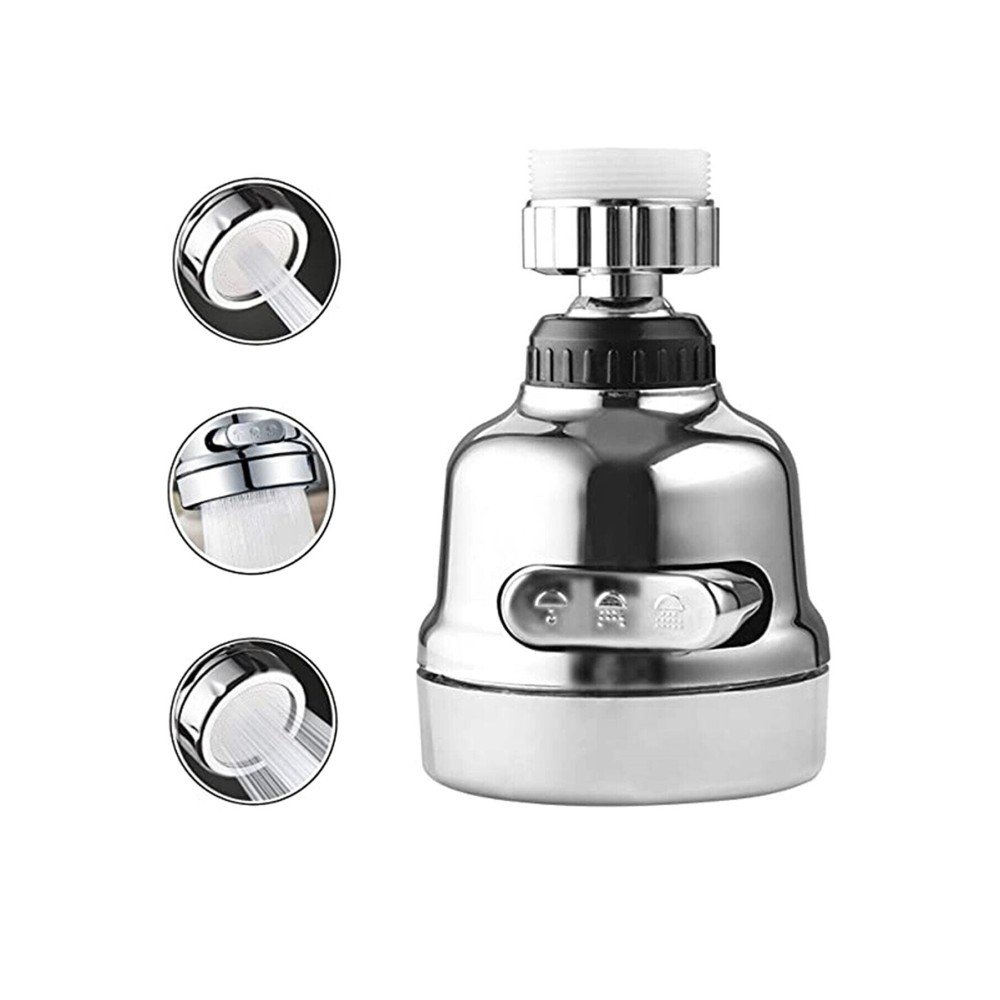 Krom 3 Fonksiyonlu Mutfak Lavabo Başlığı 360 Derece Döner Musluk