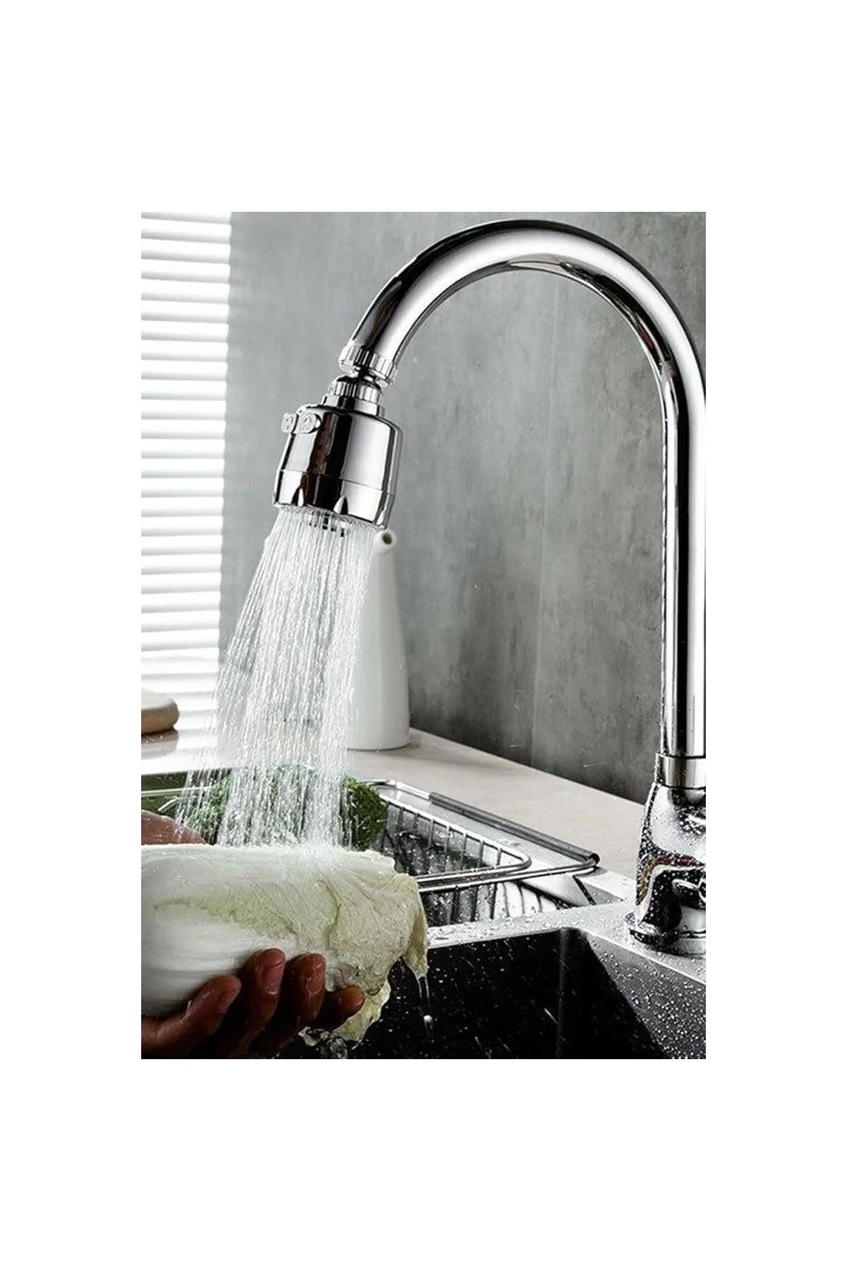 Krom 3 Fonksiyonlu Mutfak Lavabo Başlığı 360 Derece Döner Musluk 