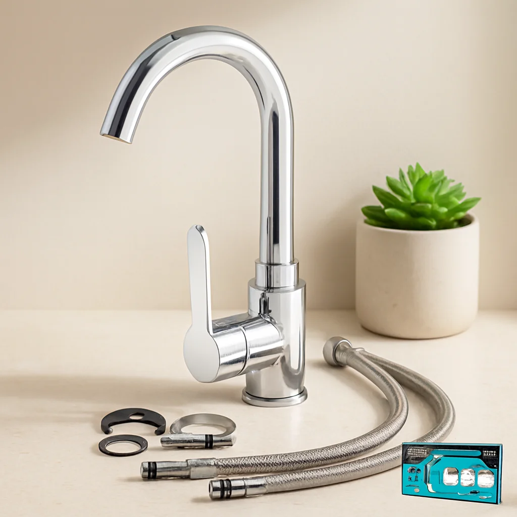 Krom Aç-Kapa Lavabo Bataryası KTX-2639 Krom Aç-Kapa Lavabo Bataryası KTX-2639