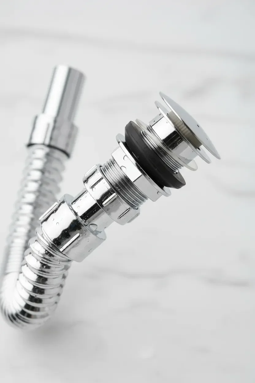 Krom Basmalı Sifon -Körüklü Sifon Bas Stoplu Lavabo Mutfak Sifonu-Paslanmaz Krom Basmalı Sifon -Körüklü Sifon Bas Stoplu Lavabo Mutfak Sifonu-Paslanmaz