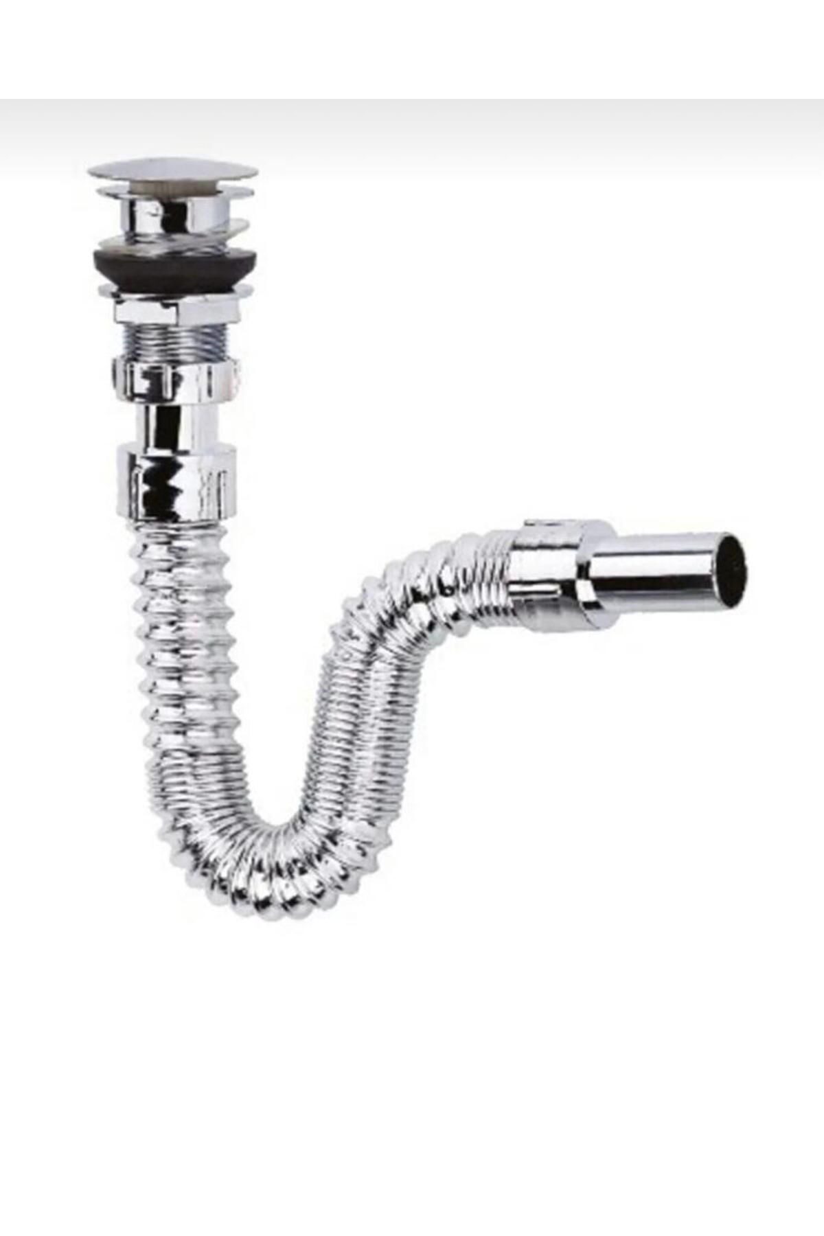 Krom Basmalı Sifon -Körüklü Sifon Bas Stoplu Lavabo Mutfak Sifonu