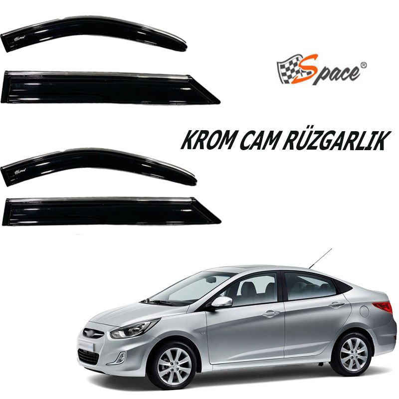 Drs Tuning Krom Cam Rüzgarliği 1.Mm Hyundai Accent Blue 2012- 4 Lü / Caru440