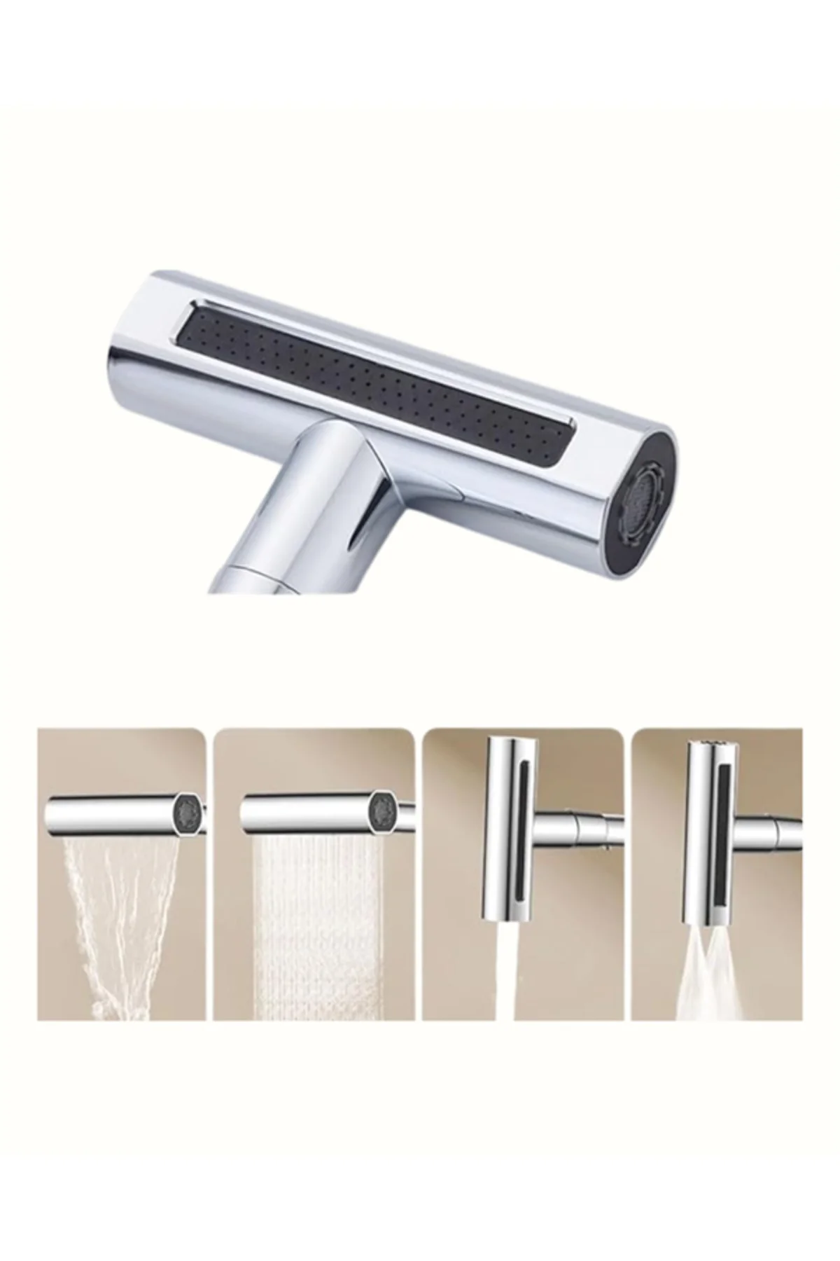 Krom Kaplamalı Çok Fonksiyonlu Musluk Başlığı | Paslanmaz Malzeme