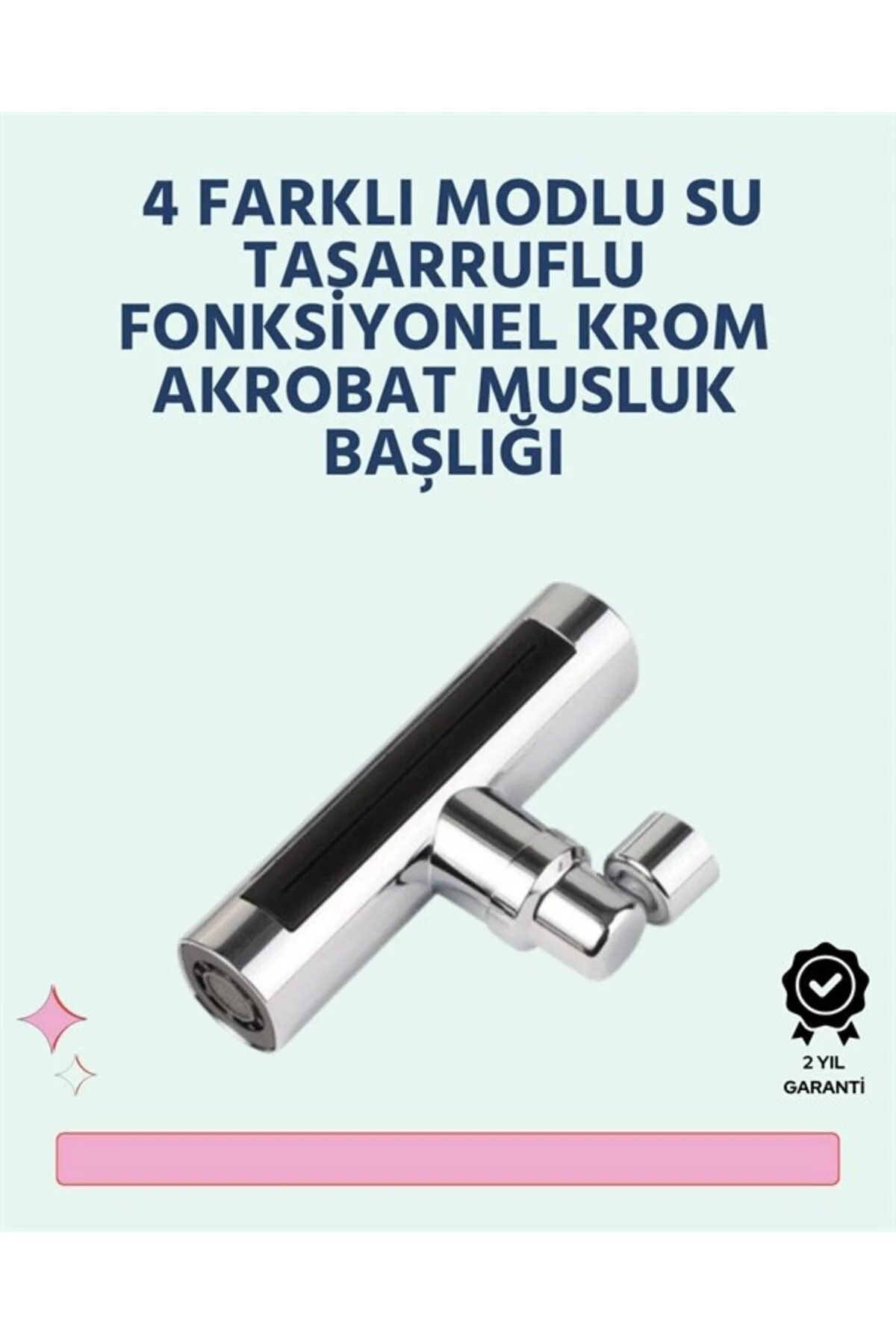 Krom Kaplamalı Çok Fonksiyonlu Musluk Başlığı | Paslanmaz Malzeme