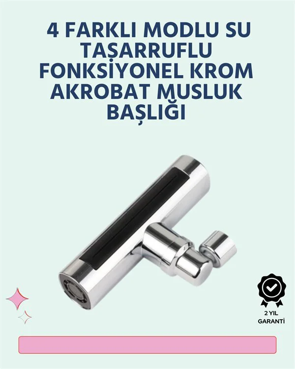 Krom Kaplamalı Çok Fonksiyonlu Musluk Başlığı - Paslanmaz Malzeme, Yağmur Şelale Sprey Kabarcık Modlu