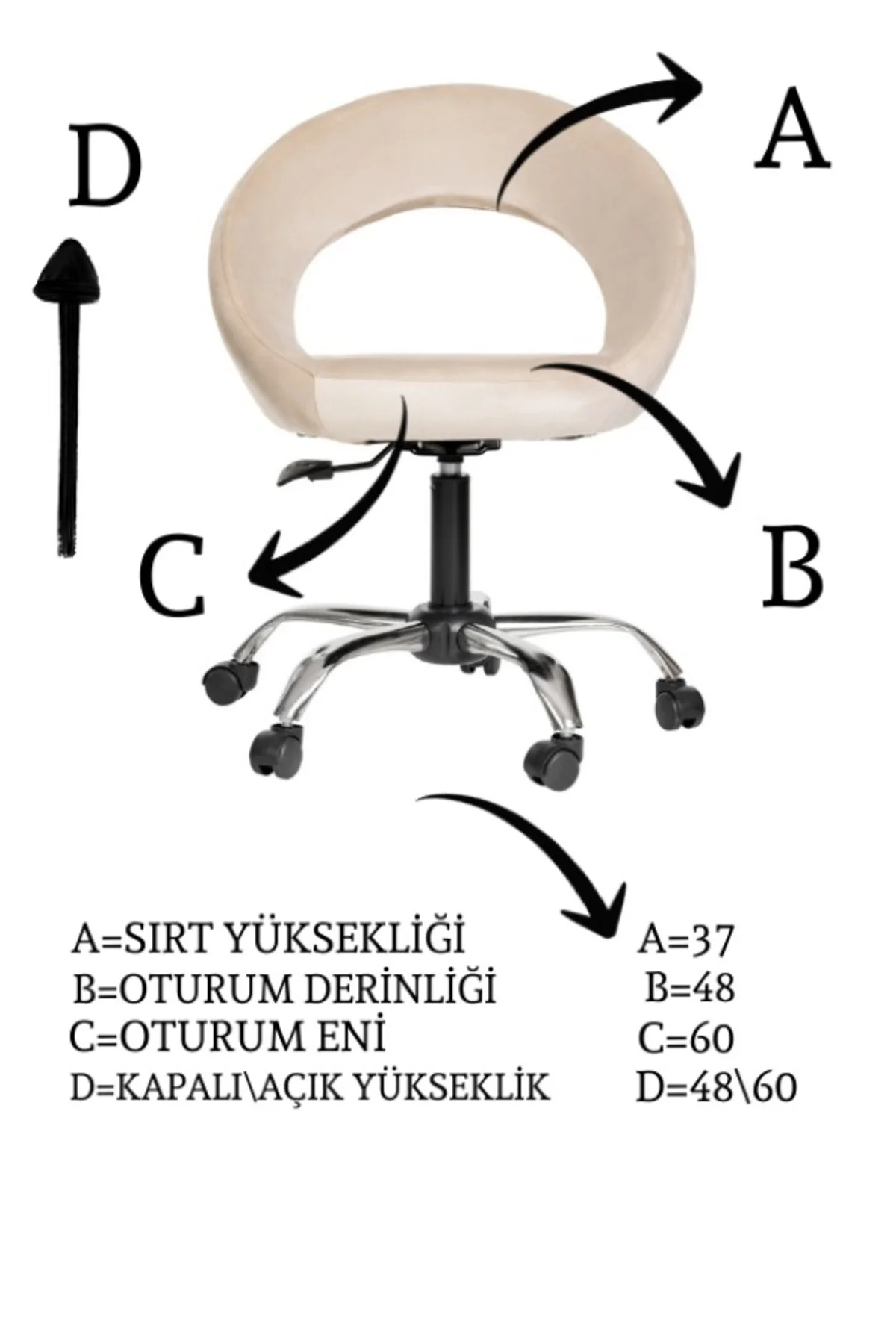 Krom Metal Ayaklı Ofis Çocuk Odası Çalışma Sandalyesi (AYARLANILA