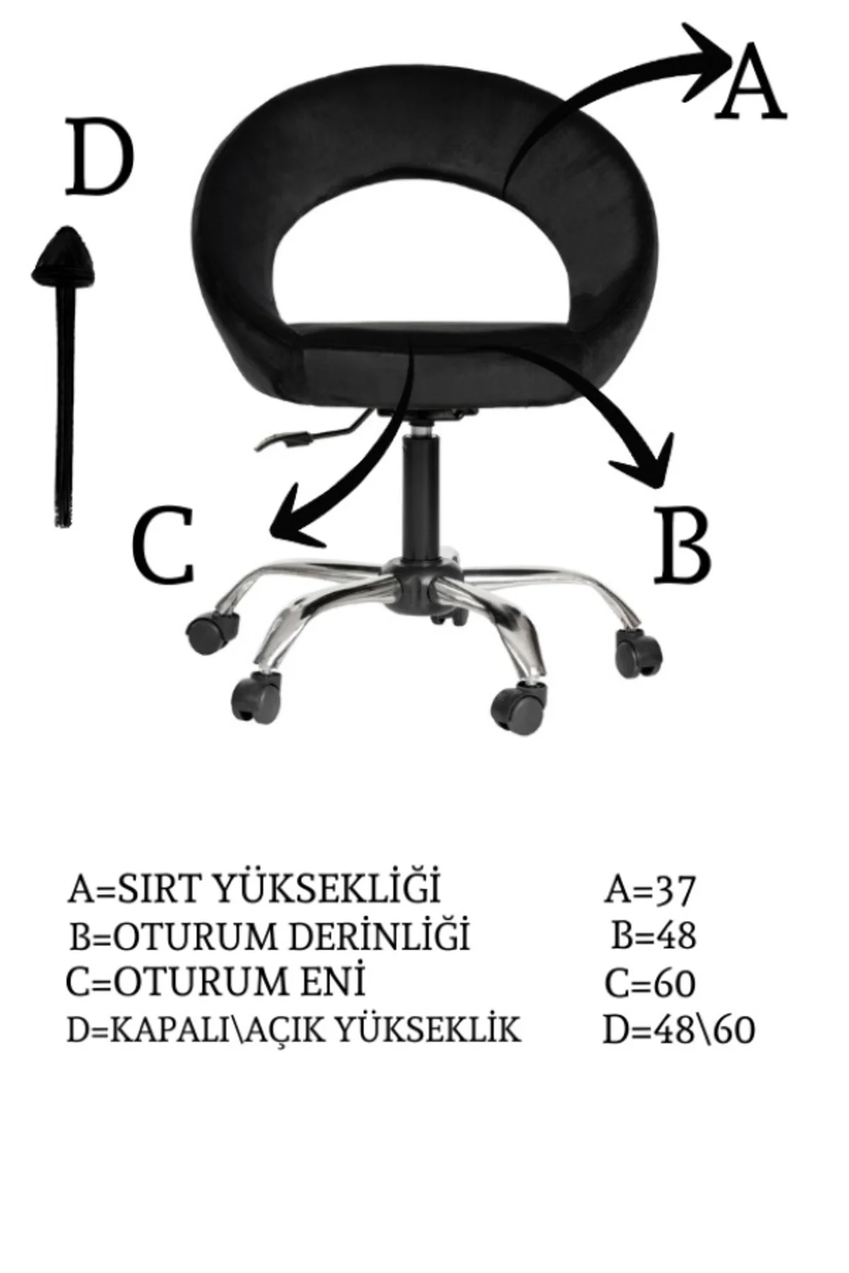 Krom Metal Ayaklı Ofis Çocuk Odası Çalışma Sandalyesi (AYARLANILA
