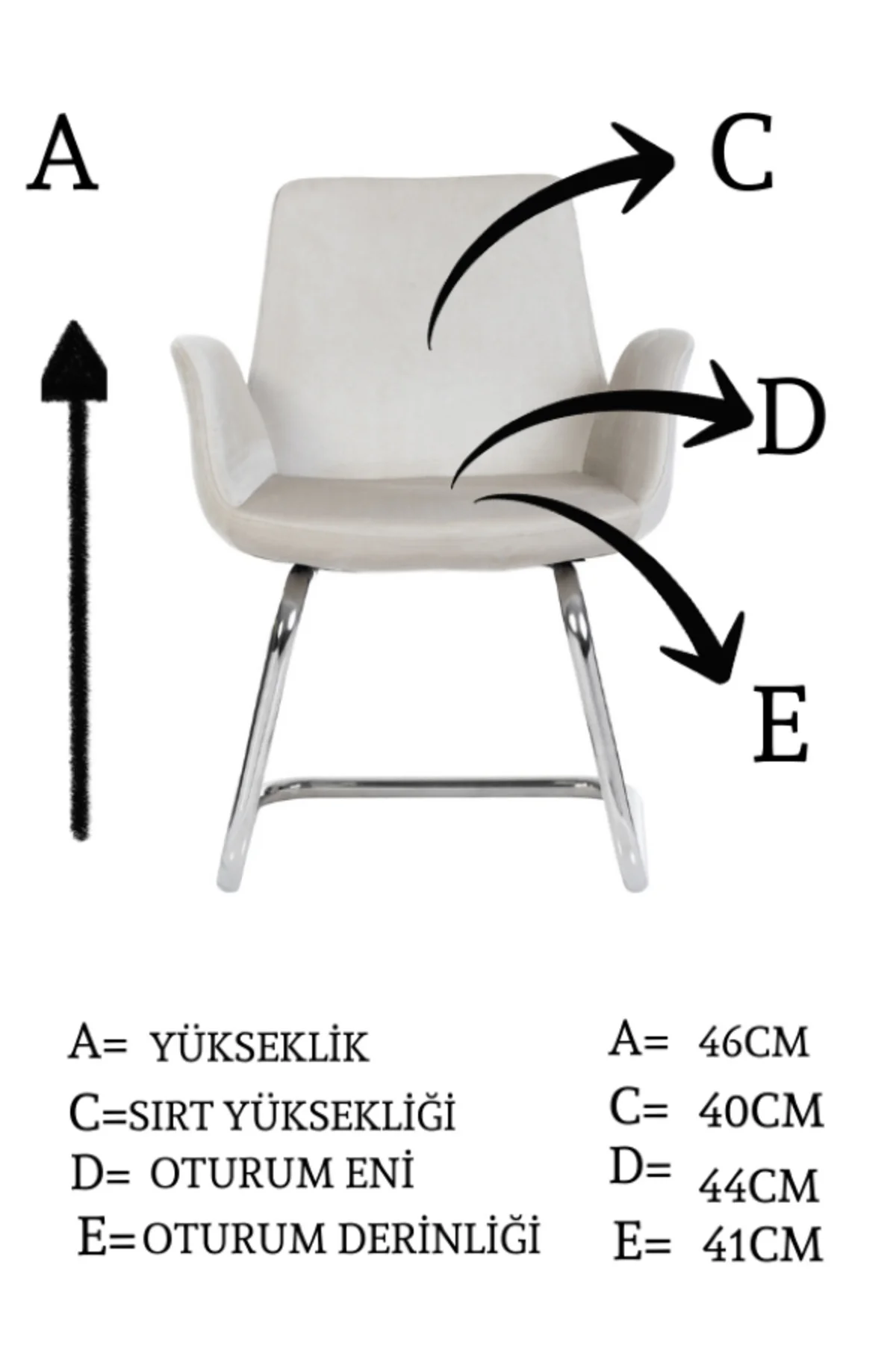Krom Metal Ayaklı Pescado Sandalye Misafir Koltuğu Bekleme Koltuğ