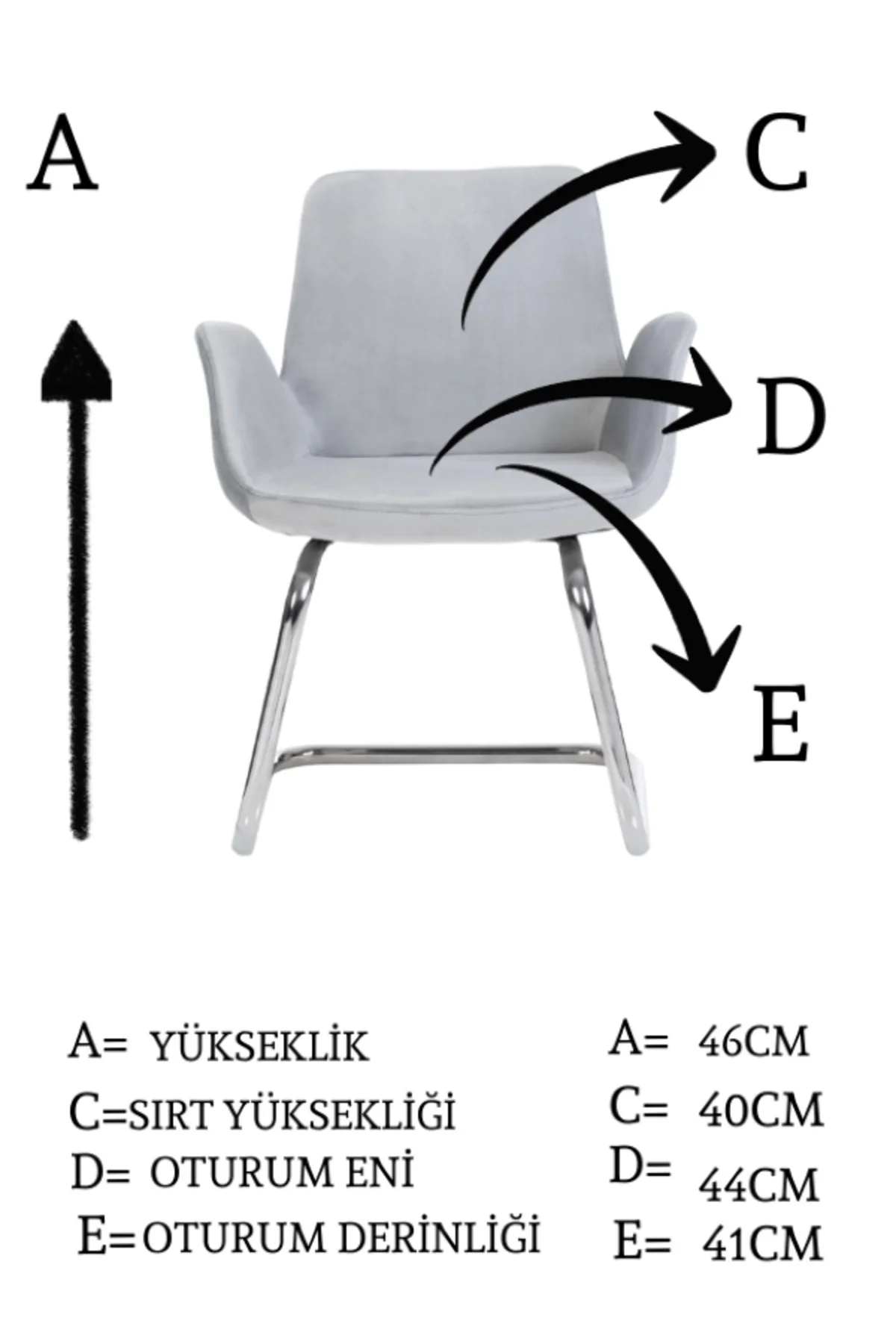 Krom Metal Ayaklı Pescado Sandalye Misafir Koltuğu Bekleme Koltuğ