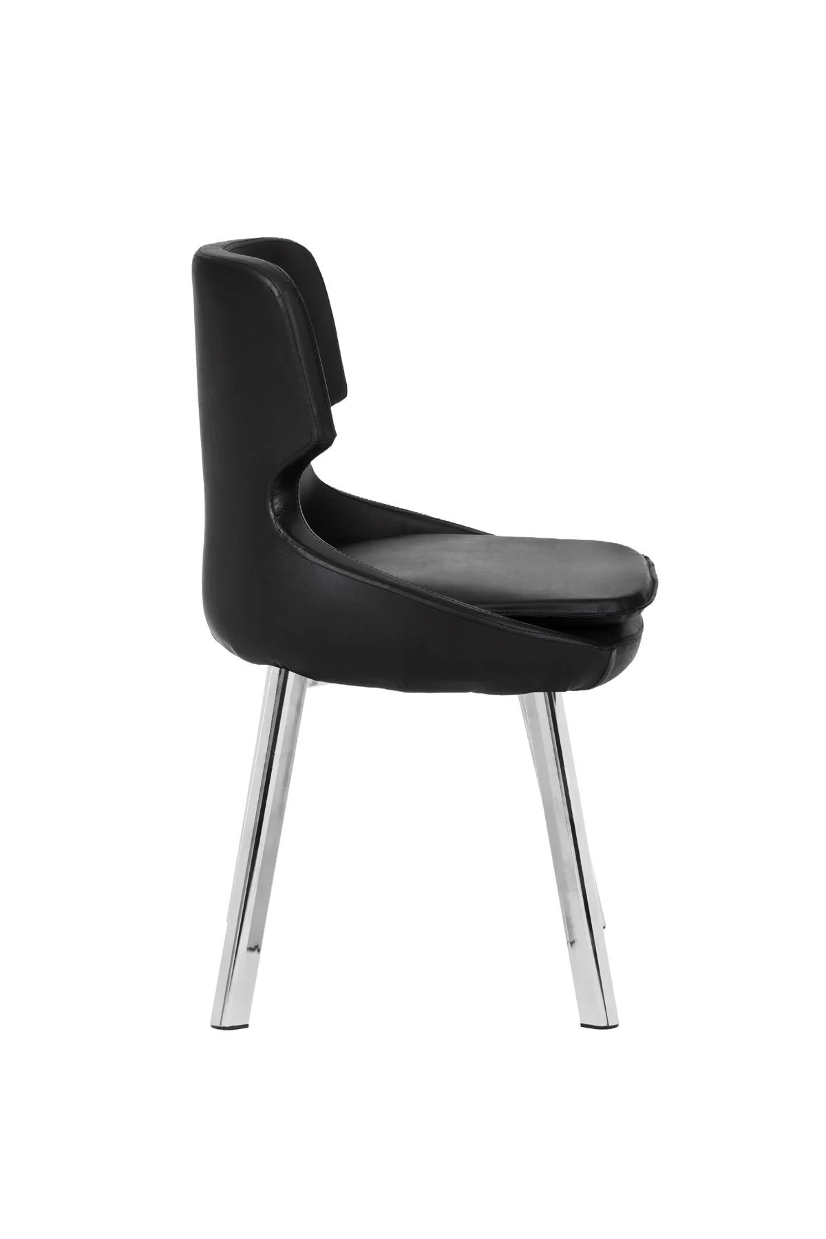 KROM METAL AYAKLI SALON/MUTFAK SANDALYESİ SELEKULAK (DERİ)