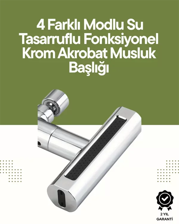 Krom Musluk Başlığı | 4'ü 1 Arada Su Çıkışı | Kolay Montajlı - Li