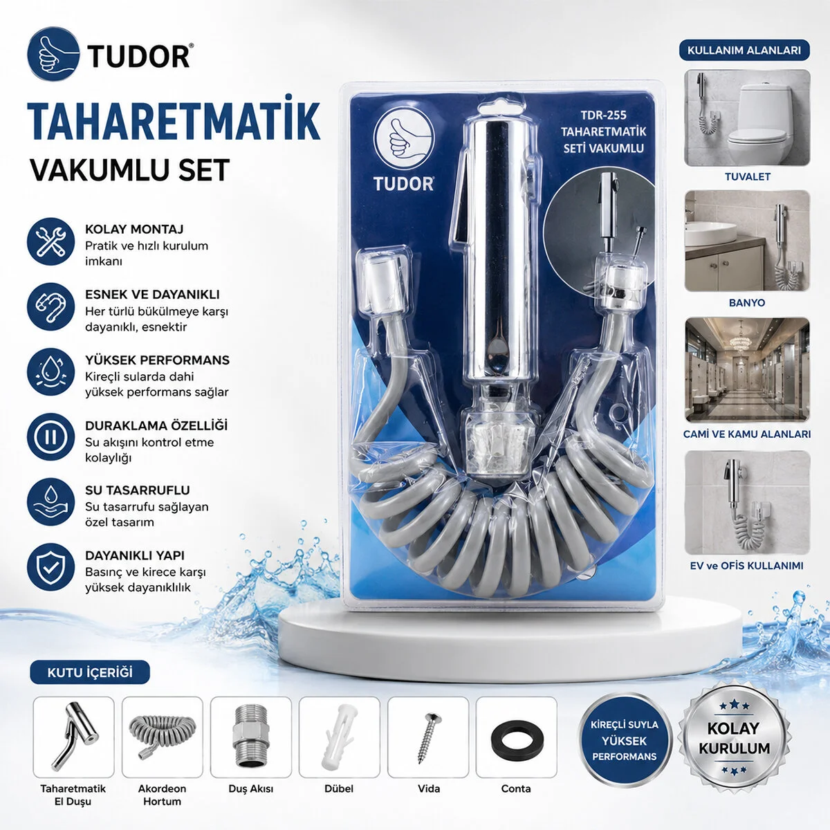 Krom Taharatmatik Seti Taharatmetik El Duşu- Hortum - Mafsal Vakumlu Set Fiyatı, Yorumları ve Özellikleri
