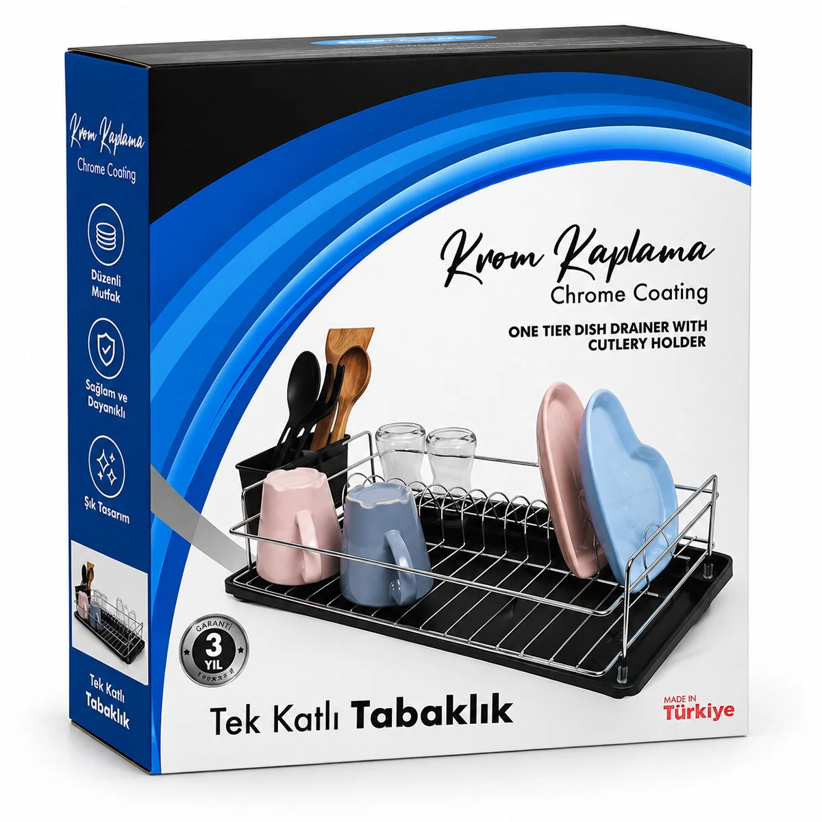 Krom Tek Katlı Tabaklık - Bulaşıklık