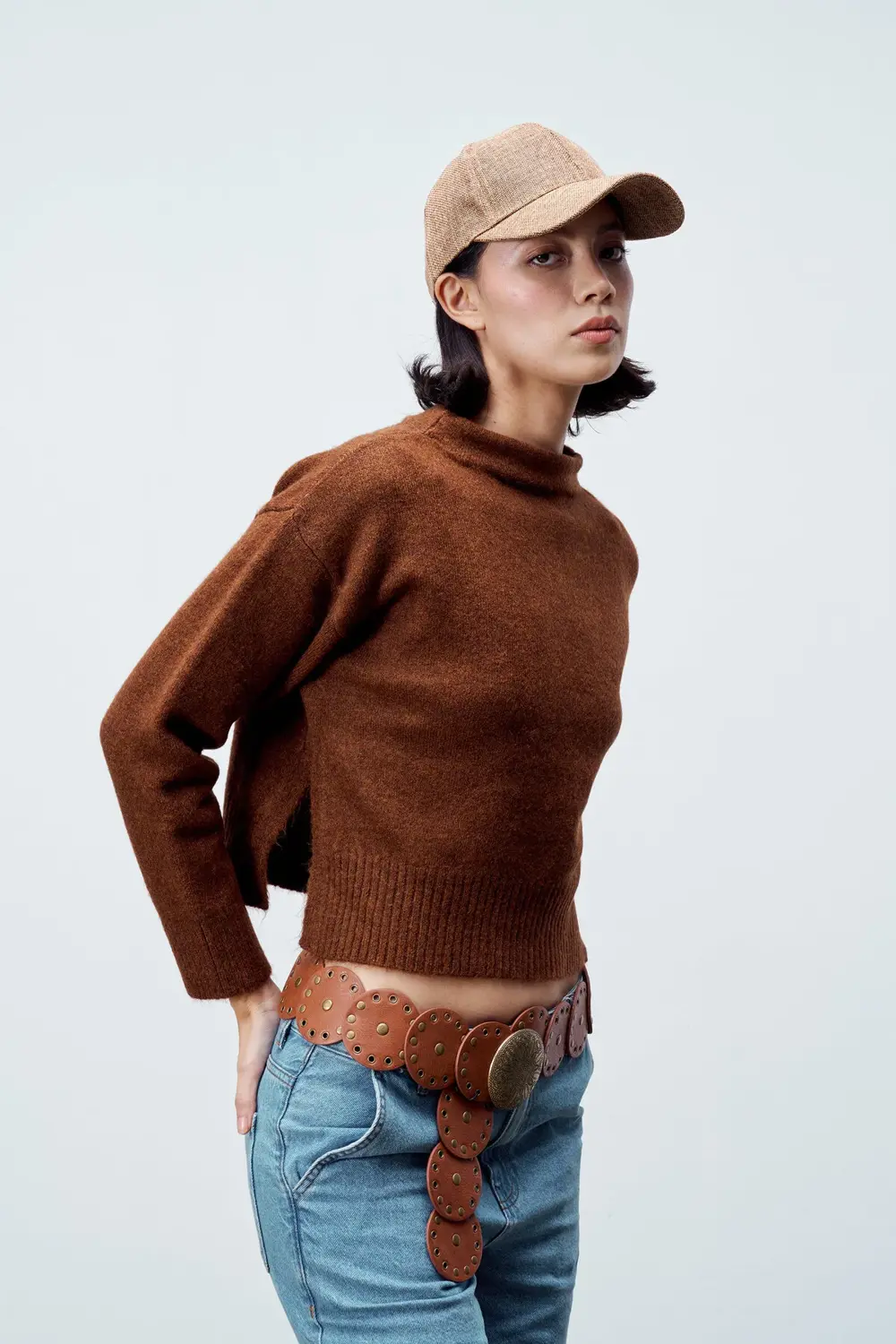 Krop yandan yırtmaçlı kazak