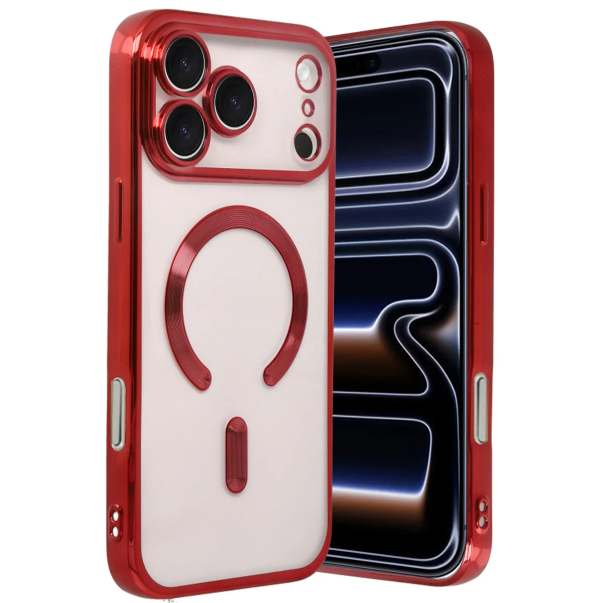 Kross Magneticsafe Kapak - iPhone 17 Pro Max Kırmızı Şeffaf, MagSafe Uyumlu ve 360° Korumalı
