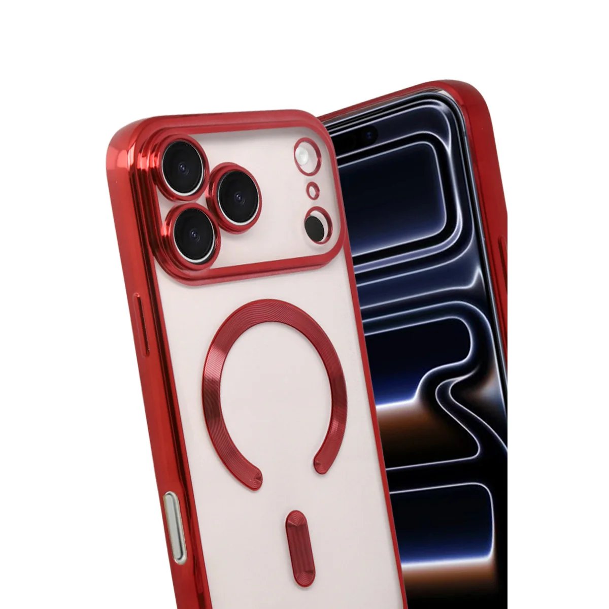 Kross Magneticsafe Kapak - iPhone 17 Pro Max Kırmızı Şeffaf, MagSafe Uyumlu ve 360° Korumalı