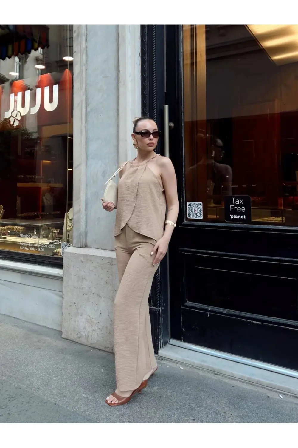 Kruvaze takım ayrobin bej s054