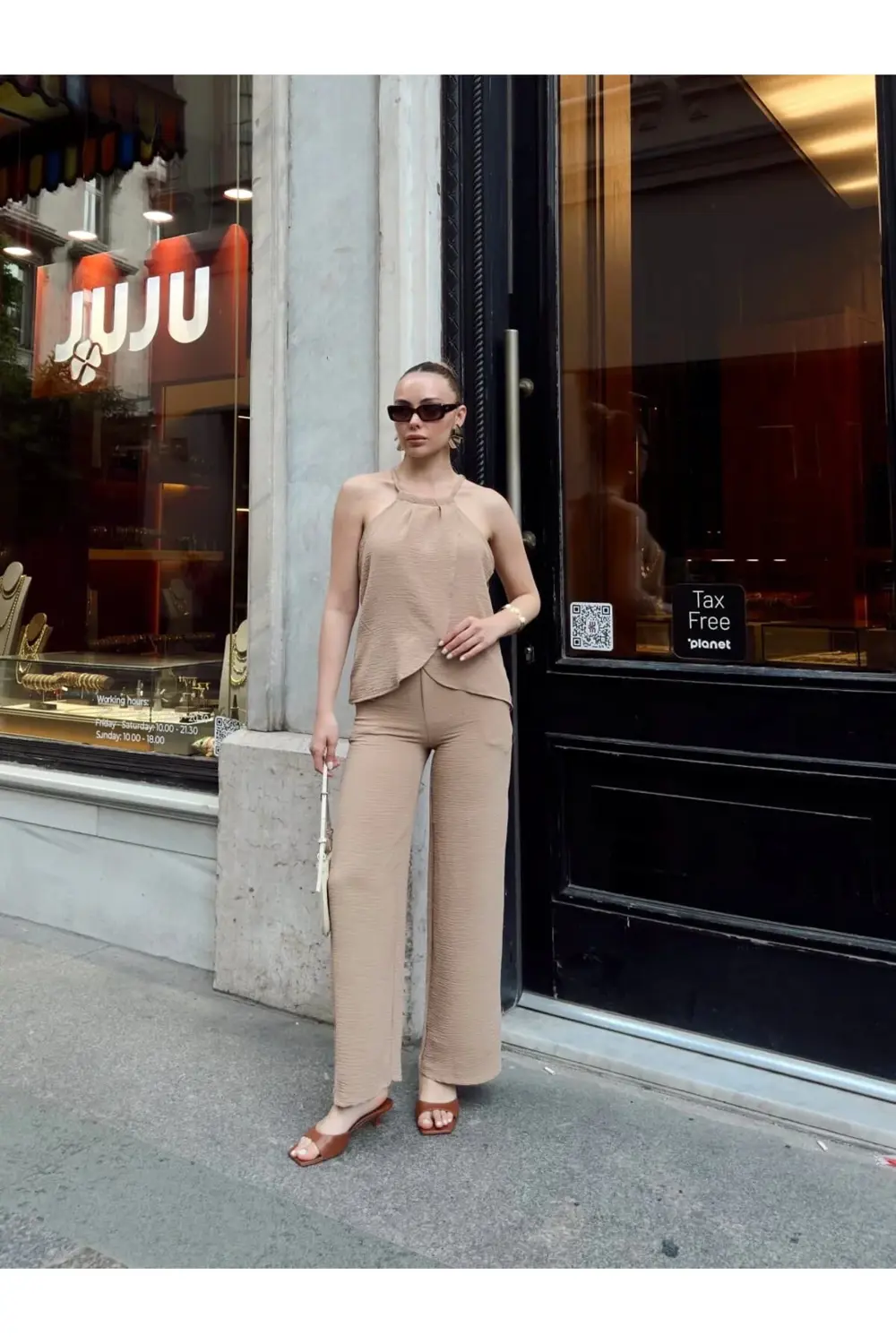 Kruvaze takım ayrobin bej s054