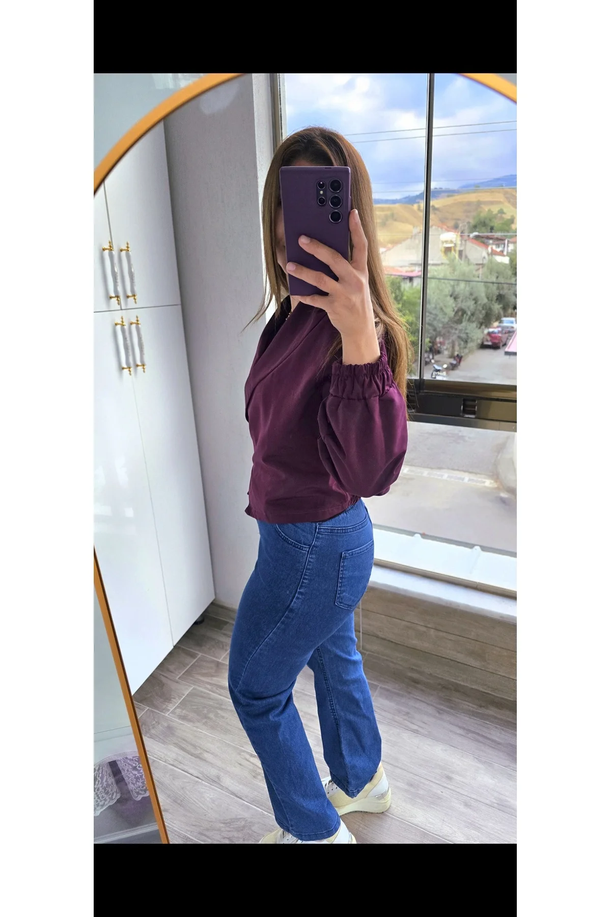 Kruvaze Yaka Yandan Ayarlanabilir Kuşaklı Kısa Trençkot - Görsel 3