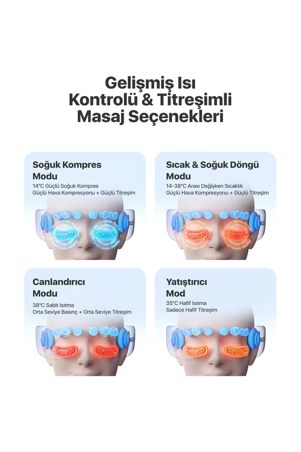 KS700-E Soğuk & Sıcak Kompresli Göz Masaj Aleti | Titreşim + Hava