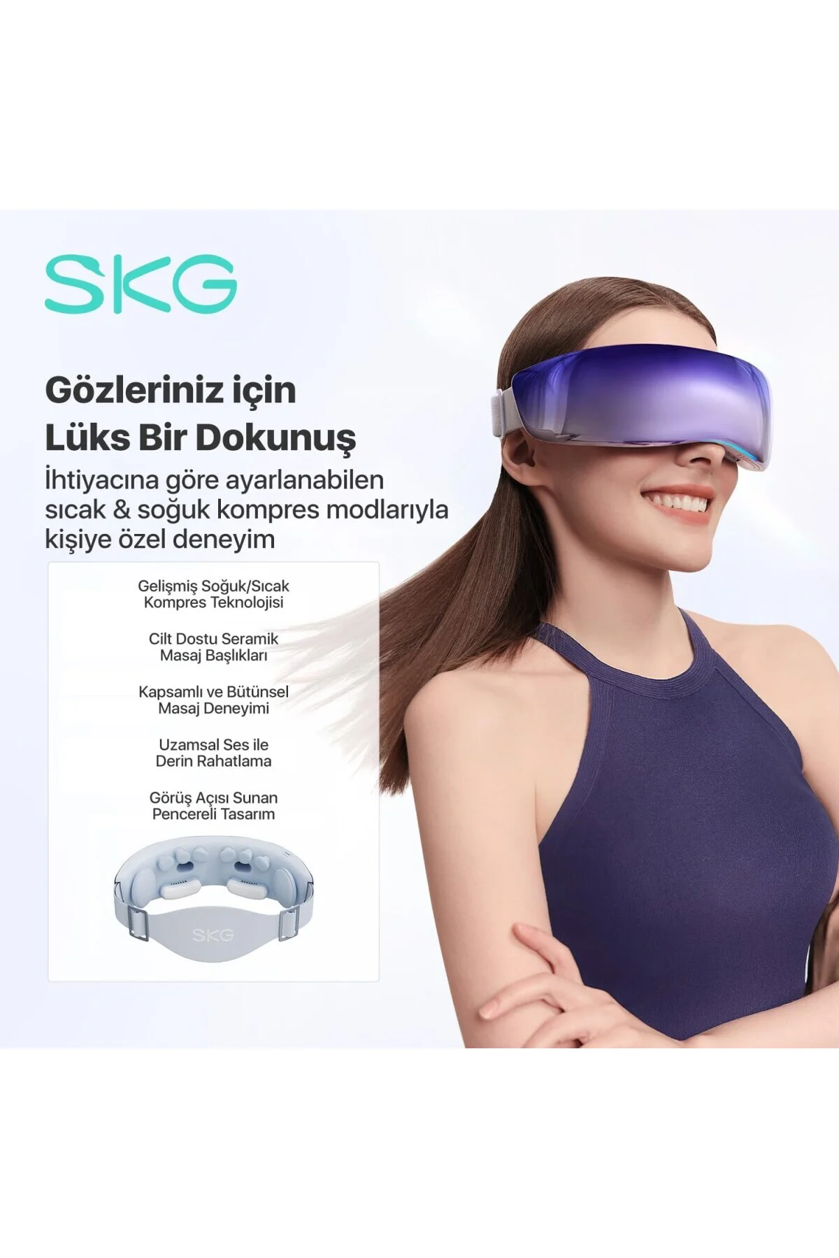 KS700-E Soğuk & Sıcak Kompresli Göz Masaj Aleti | Titreşim + Hava