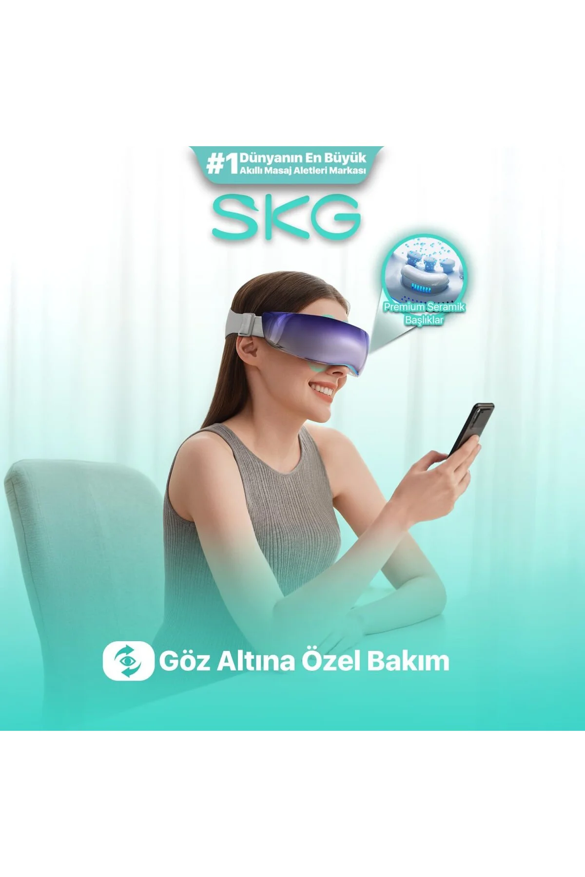 KS700-E Soğuk & Sıcak Kompresli Göz Masaj Aleti | Titreşim + Hava