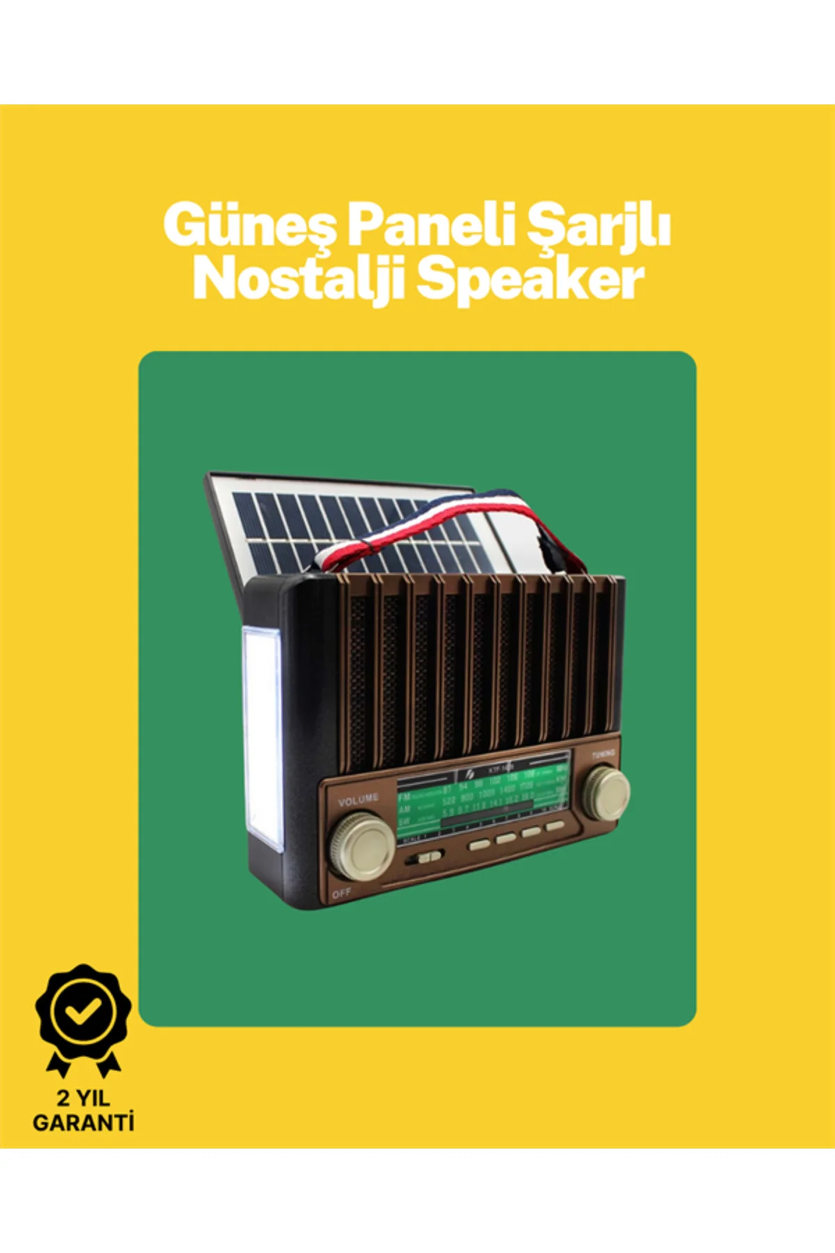 KTF-1428 Solar Panel Destekli Şarjlı Bluetooth Hoparlör – FM/AM/S