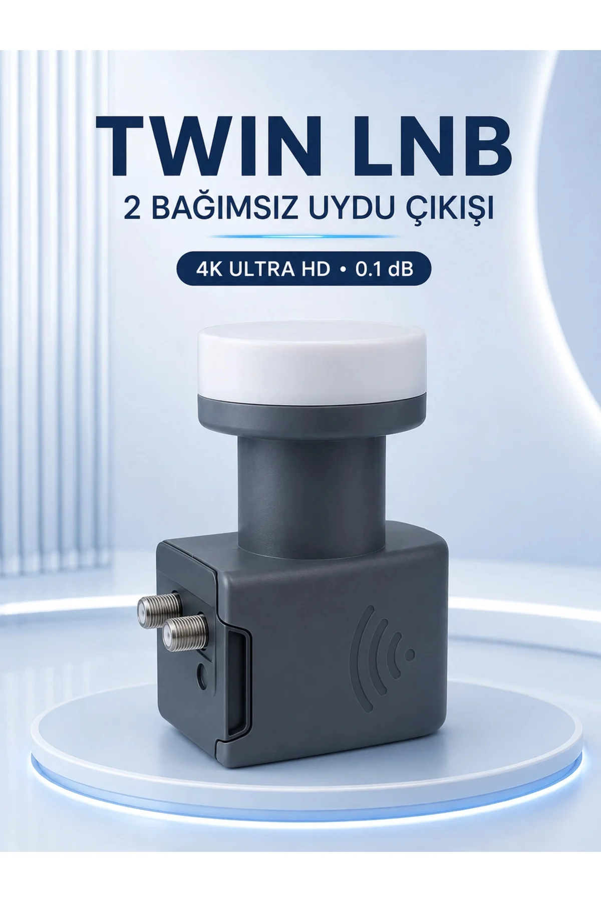 Ku Band Twin LNB Çift Çıkış 4K Ultra HD Destekli 0.1 dB Uydu Anten LNB - Görsel 5