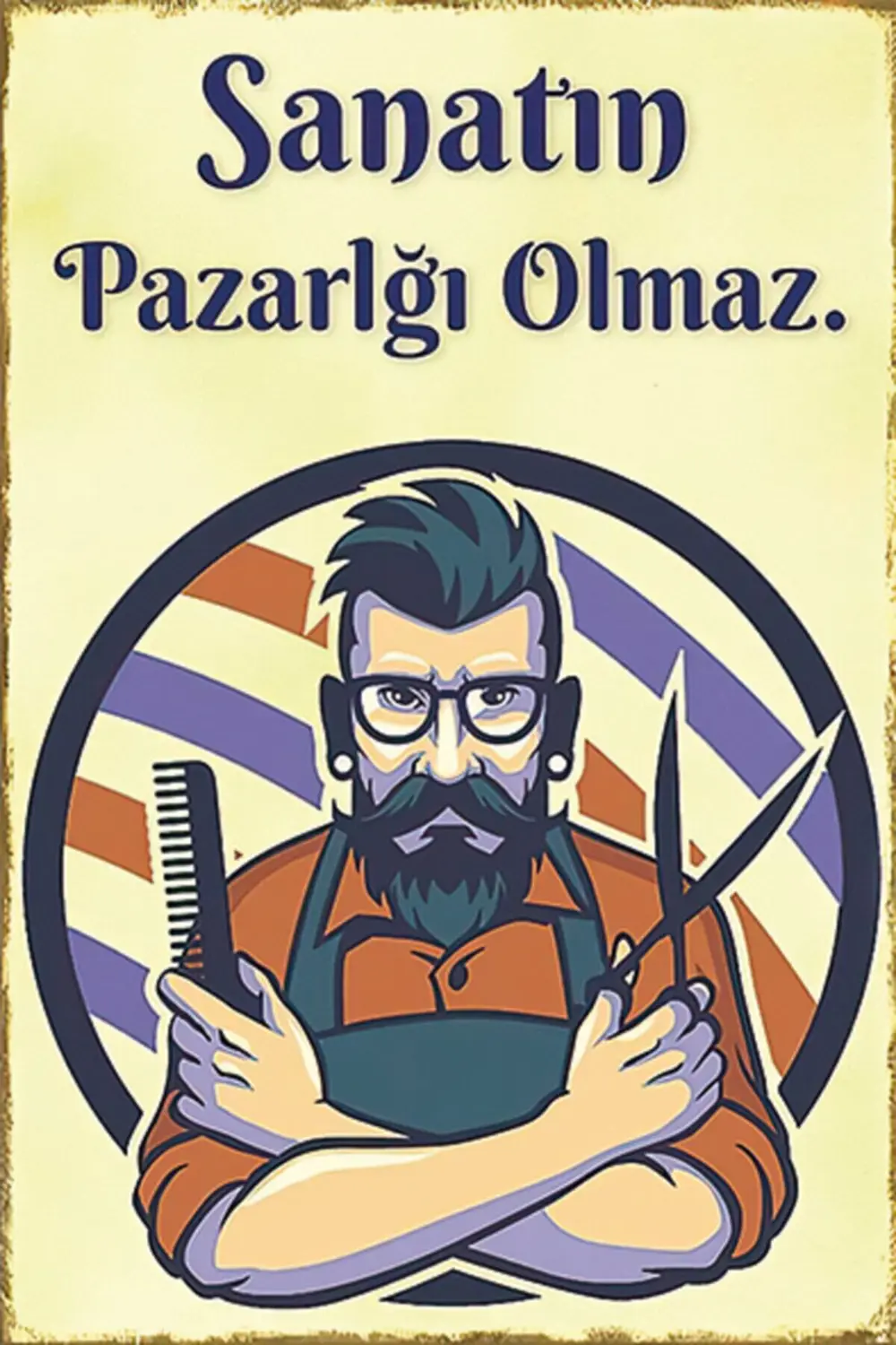 Kuaför 002 Retro Ahşap Poster