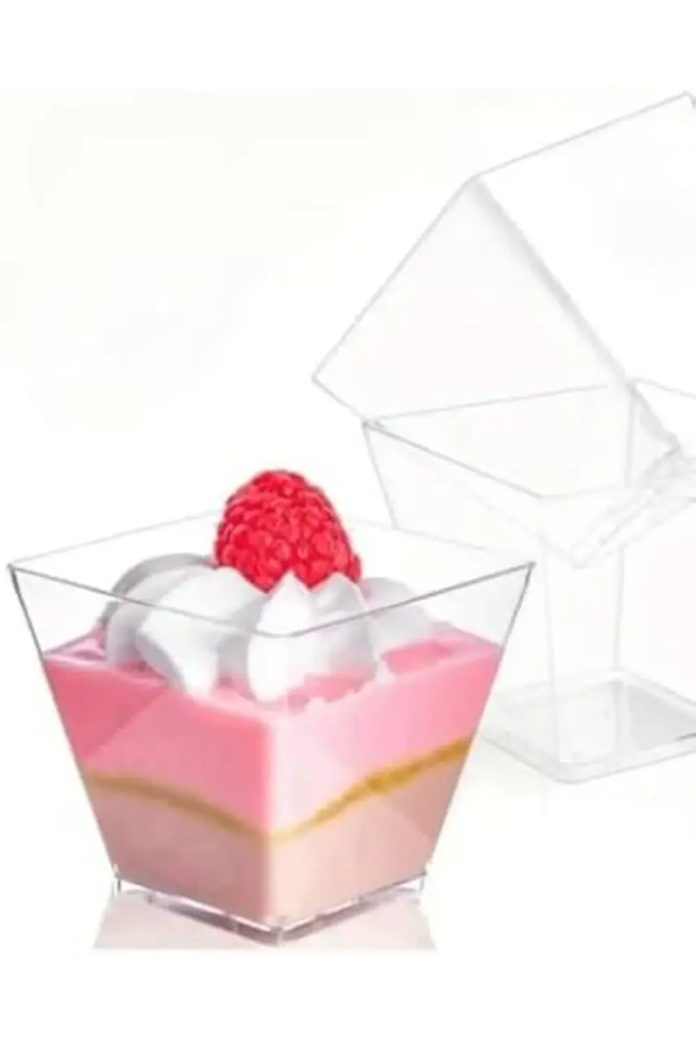 Kübik Prizma Kase Mika Plastik Şeffaf Kapaklı Sunum Kabı 8 lü 120