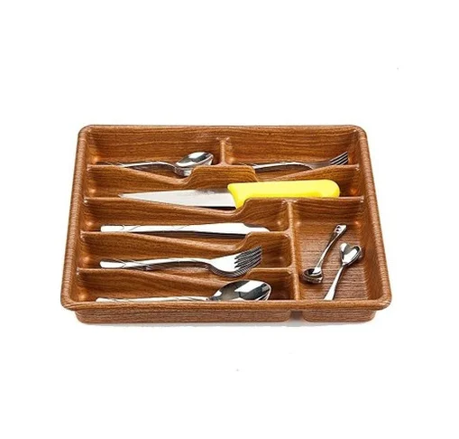 Küçük - Ahşap Renk - 7 Bölmeli Çekmece İçi Kaşıklık 36x32cm 5224 