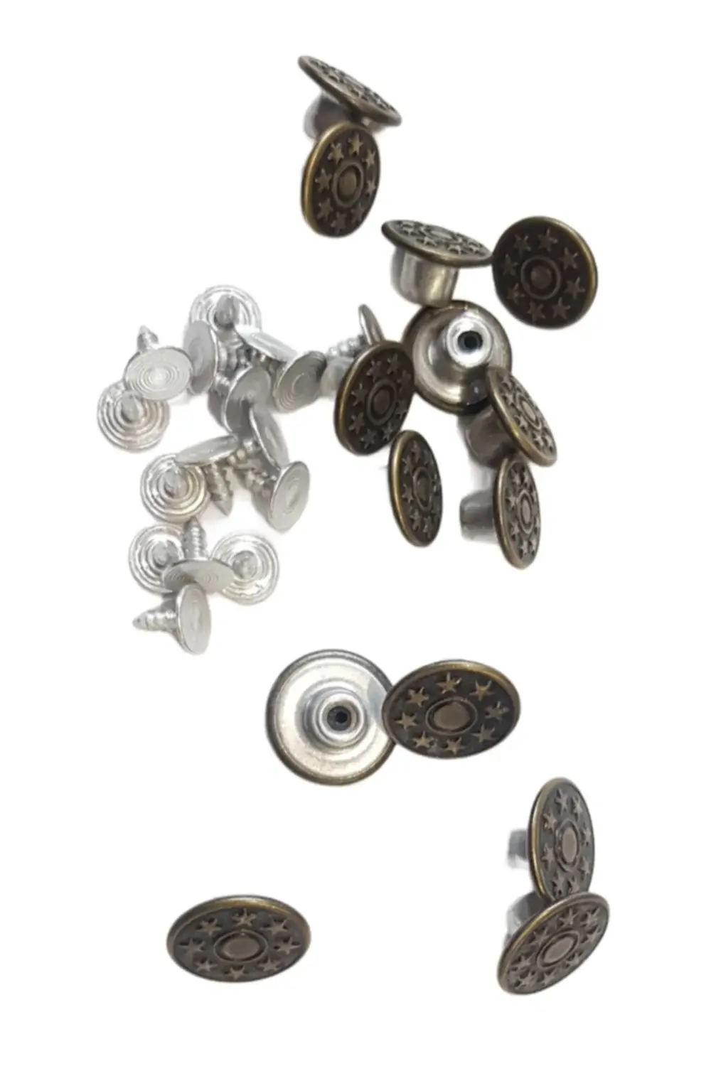 Tuhafiyecimiz Küçük Boy 15 Adet Kot Pantolon Düğmesi, Jean Düğmesi Antik Sarı (