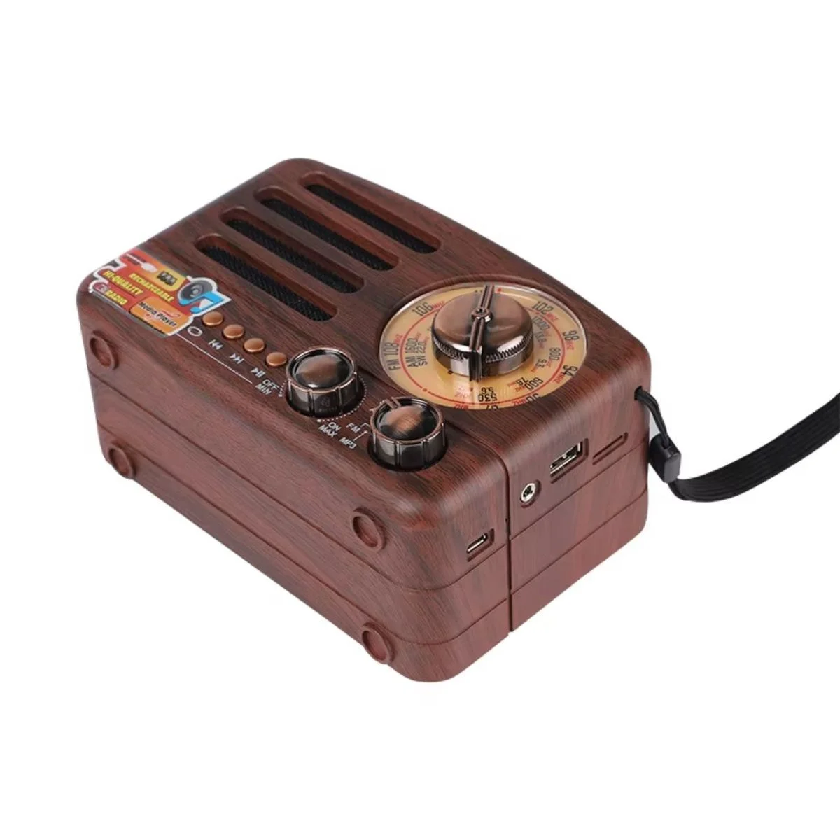 Küçük Boy Retro, Nostaljik, Ahşap Tasarım Bluetooth Hoparlörlü, Şarjlı, Taşınabilir Büyük Döndürülebilen Düğmeli FM/AM Destekli Radyo NS3380 Fiyatı, Yorumları ve Özellikleri
