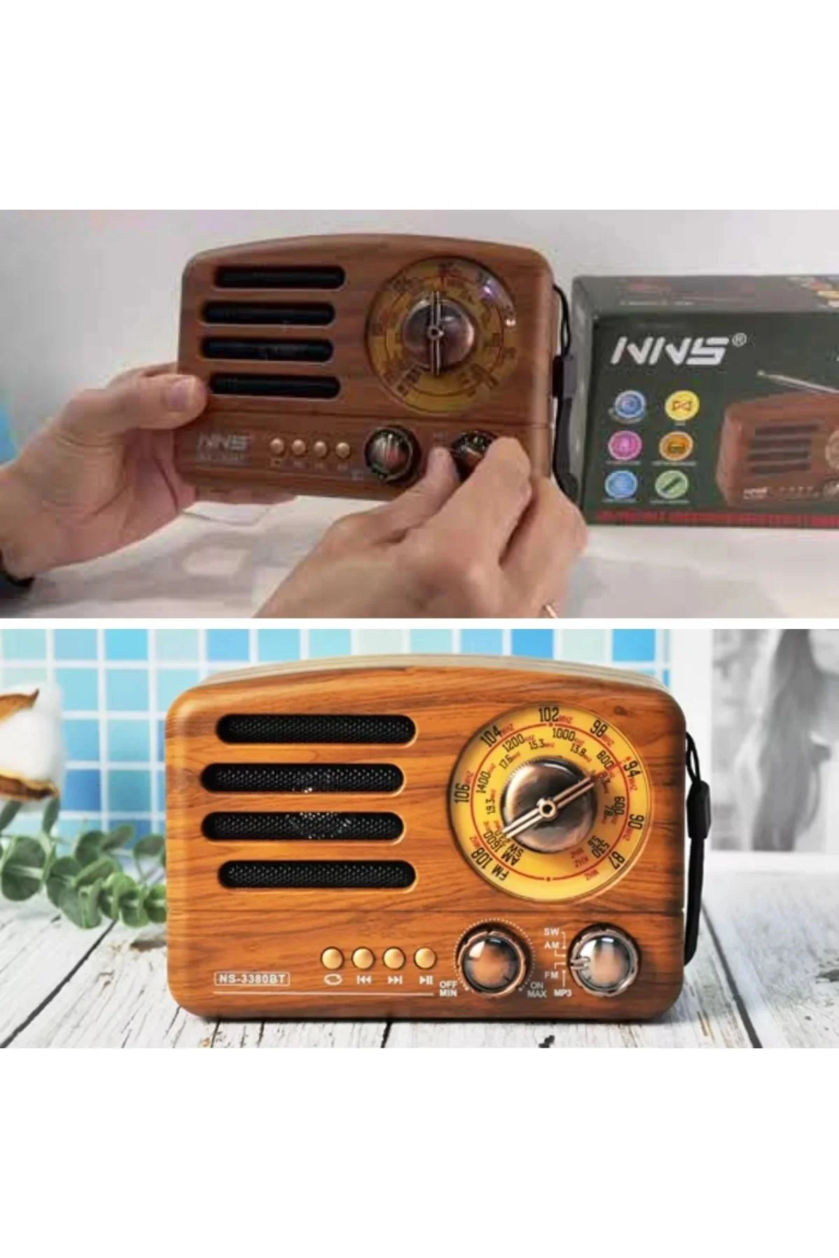Küçük Boy Retro, Nostaljik, Ahşap Tasarım Bluetooth Hoparlörlü, Şarjlı, Taşınabilir Büyük Döndürüleb Küçük Boy Retro, Nostaljik, Ahşap Tasarım Bluetooth Hoparlörlü, Şarjlı, Taşınabilir Büyük Döndürüleb