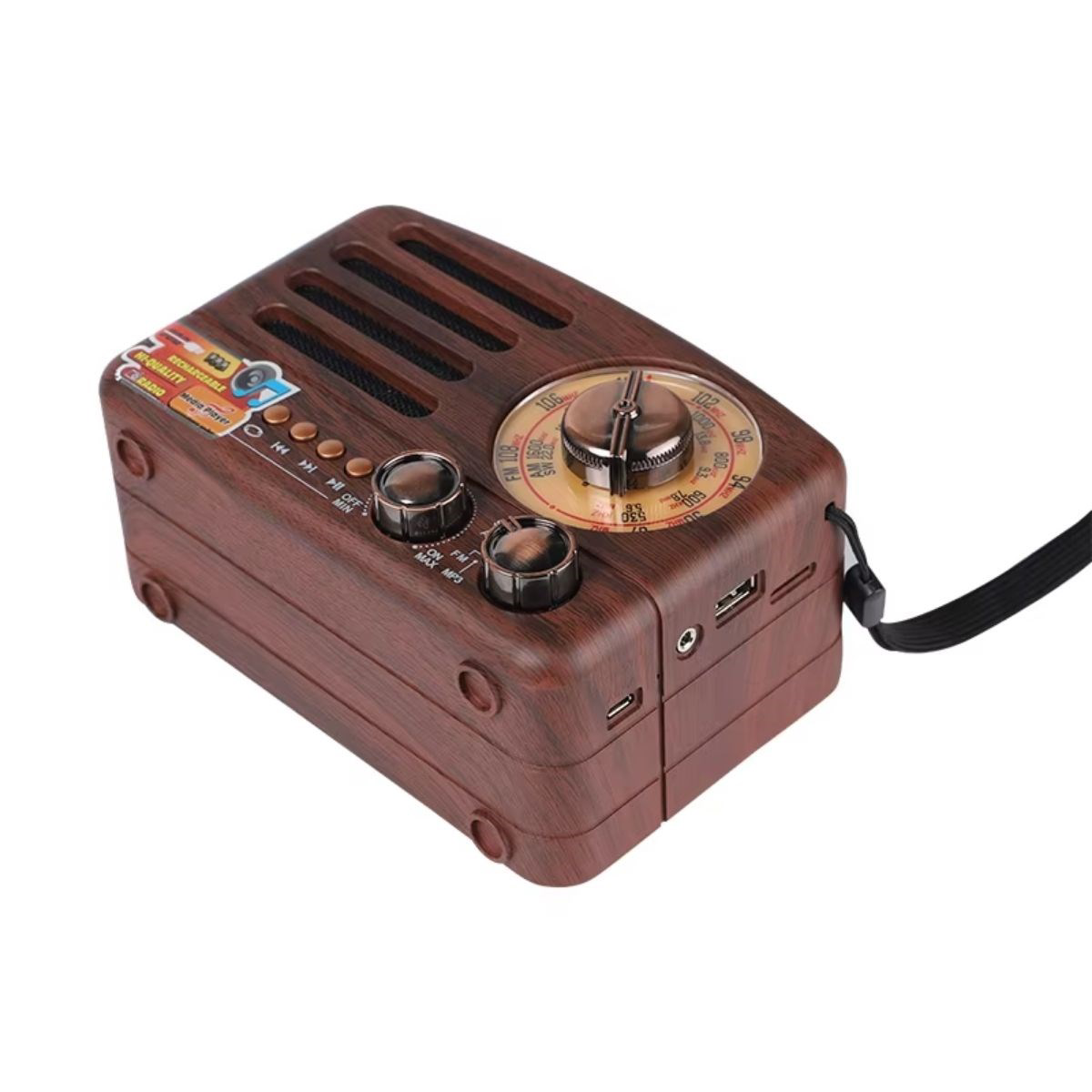 Küçük Boy Retro, Nostaljik, Ahşap Tasarım Bluetooth Hoparlörlü, Ş