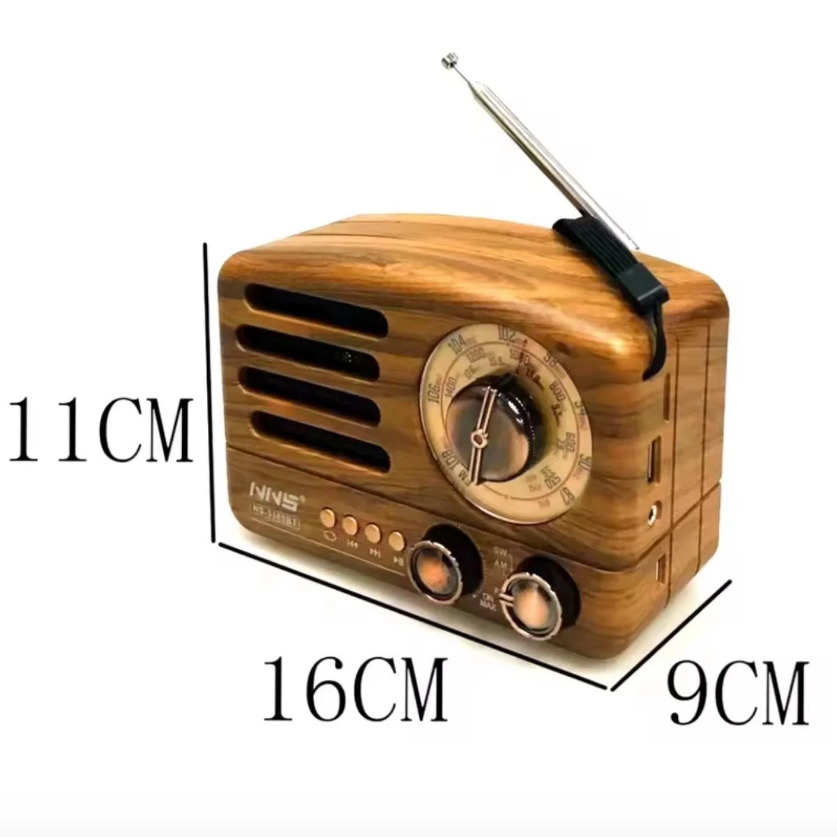 Küçük Boy Retro, Nostaljik, Ahşap Tasarım Bluetooth Hoparlörlü, Şarjlı, Taşınabilir Büyük Döndürülebilen Düğmeli FM/AM Destekli Radyo NS3380 Fiyatı, Yorumları ve Özellikleri