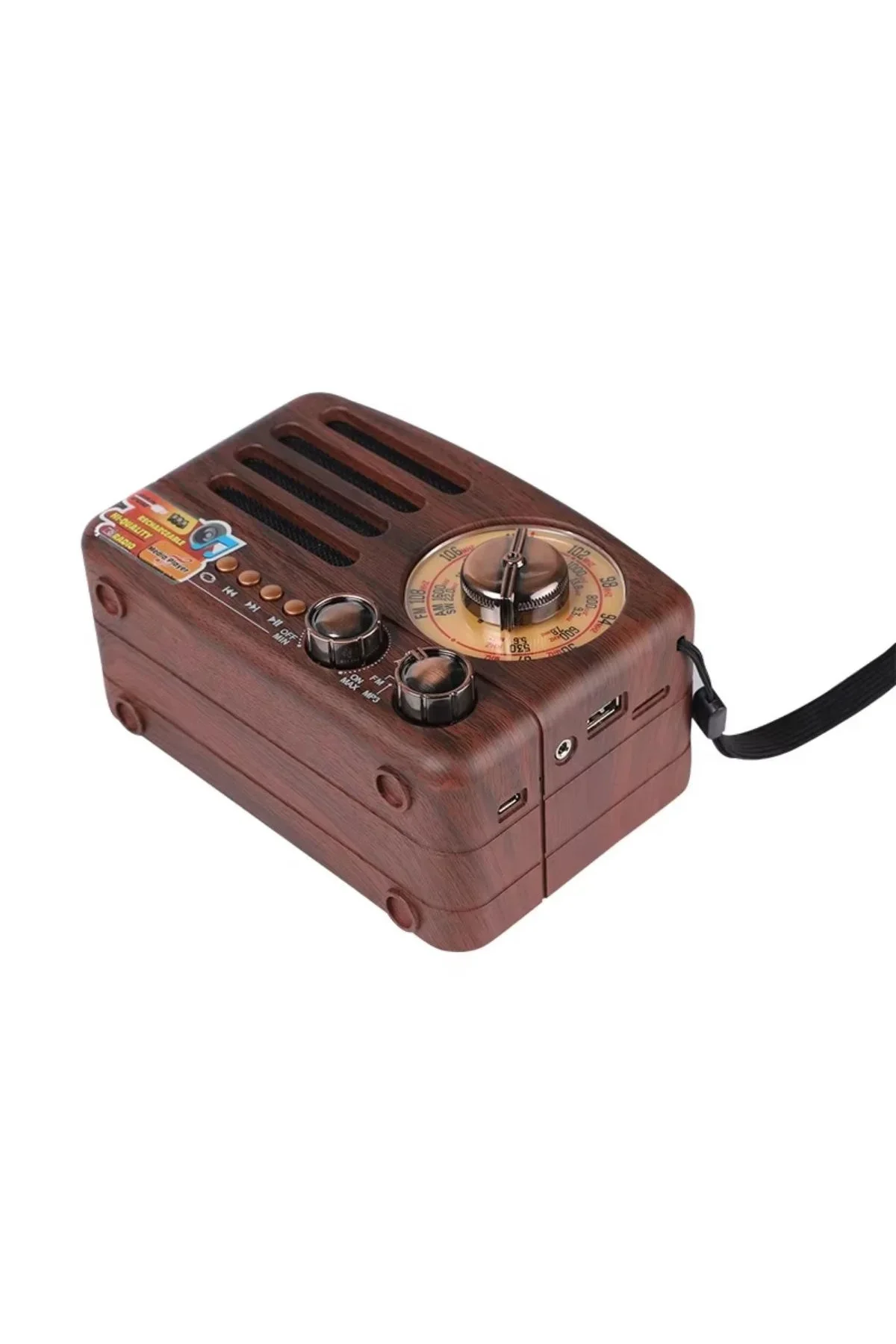 Küçük Boy Retro, Nostaljik, Ahşap Tasarım Bluetooth Hoparlörlü, Şarjlı, Taşınabilir Büyük Döndürüleb Küçük Boy Retro, Nostaljik, Ahşap Tasarım Bluetooth Hoparlörlü, Şarjlı, Taşınabilir Büyük Döndürüleb