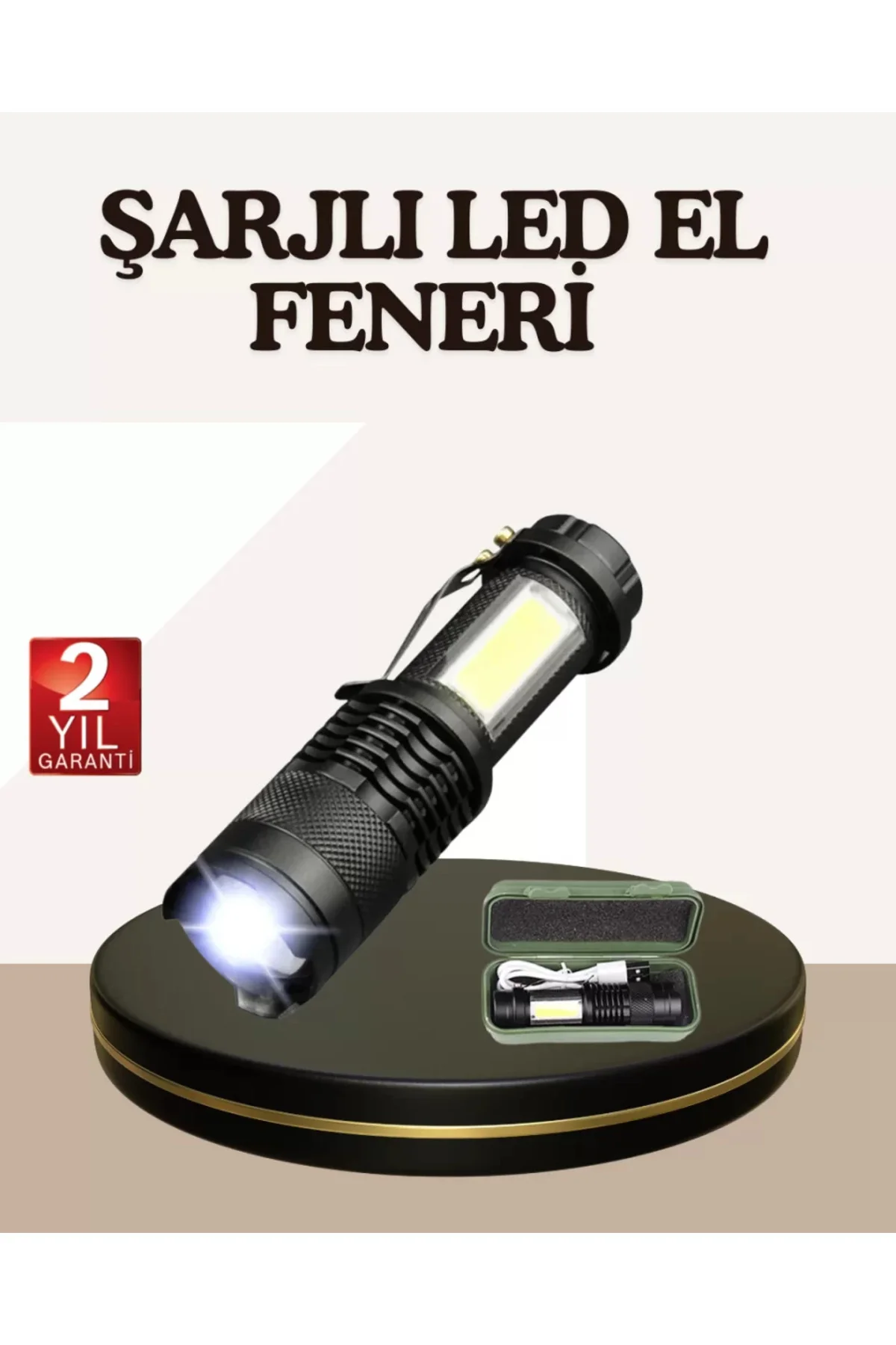 Küçük Boy Şarjlı LED El Feneri Taşınabilir Klipsli