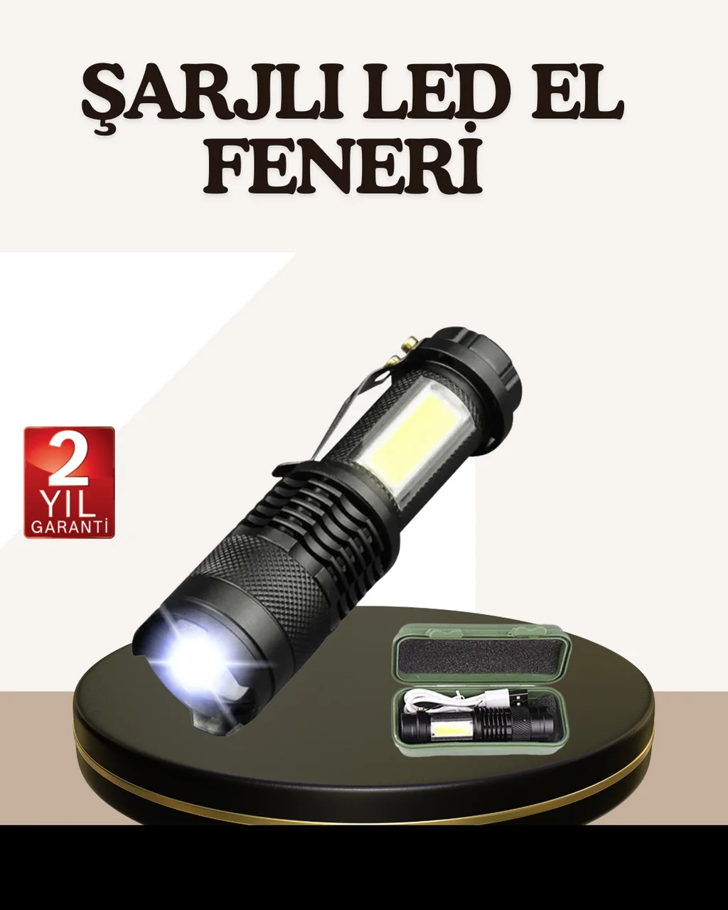Küçük Boy Şarjlı Led El Feneri Taşınabilir Klipsli - Lisinya Diğer