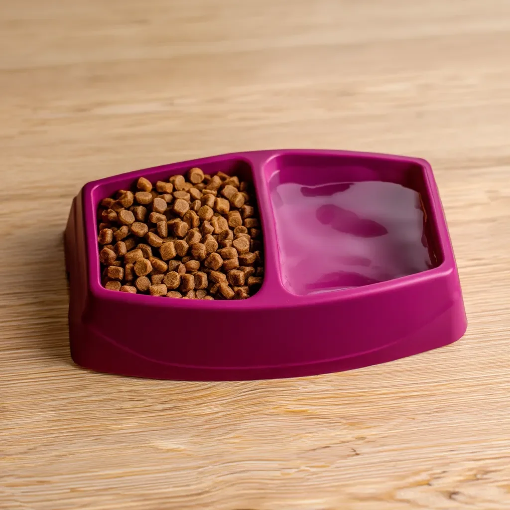 Küçük İkili Kedi Köpek Mama Kabı Ayrı Bölmeli 23.5 cm Kompakt Tas