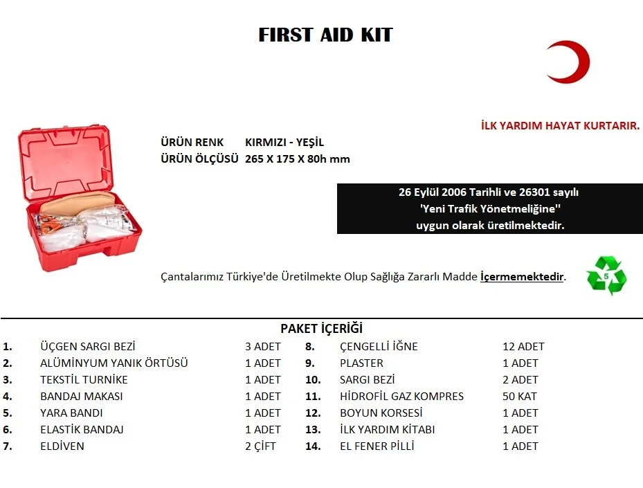 Küçük İlk Yardım Seti First Aid Kit Bx40 Fiyatı, Yorumları ve Özellikleri