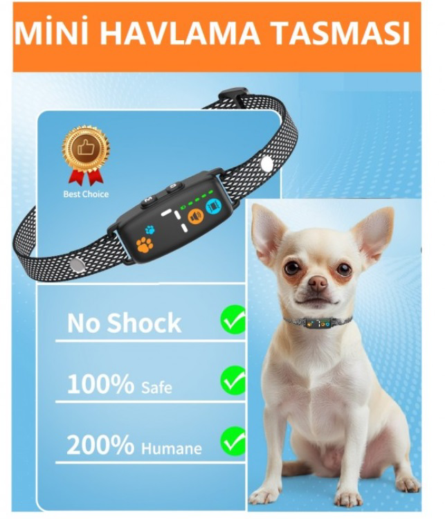 Küçük ırk havlama tasması titreşimli MC465G Şok Yok