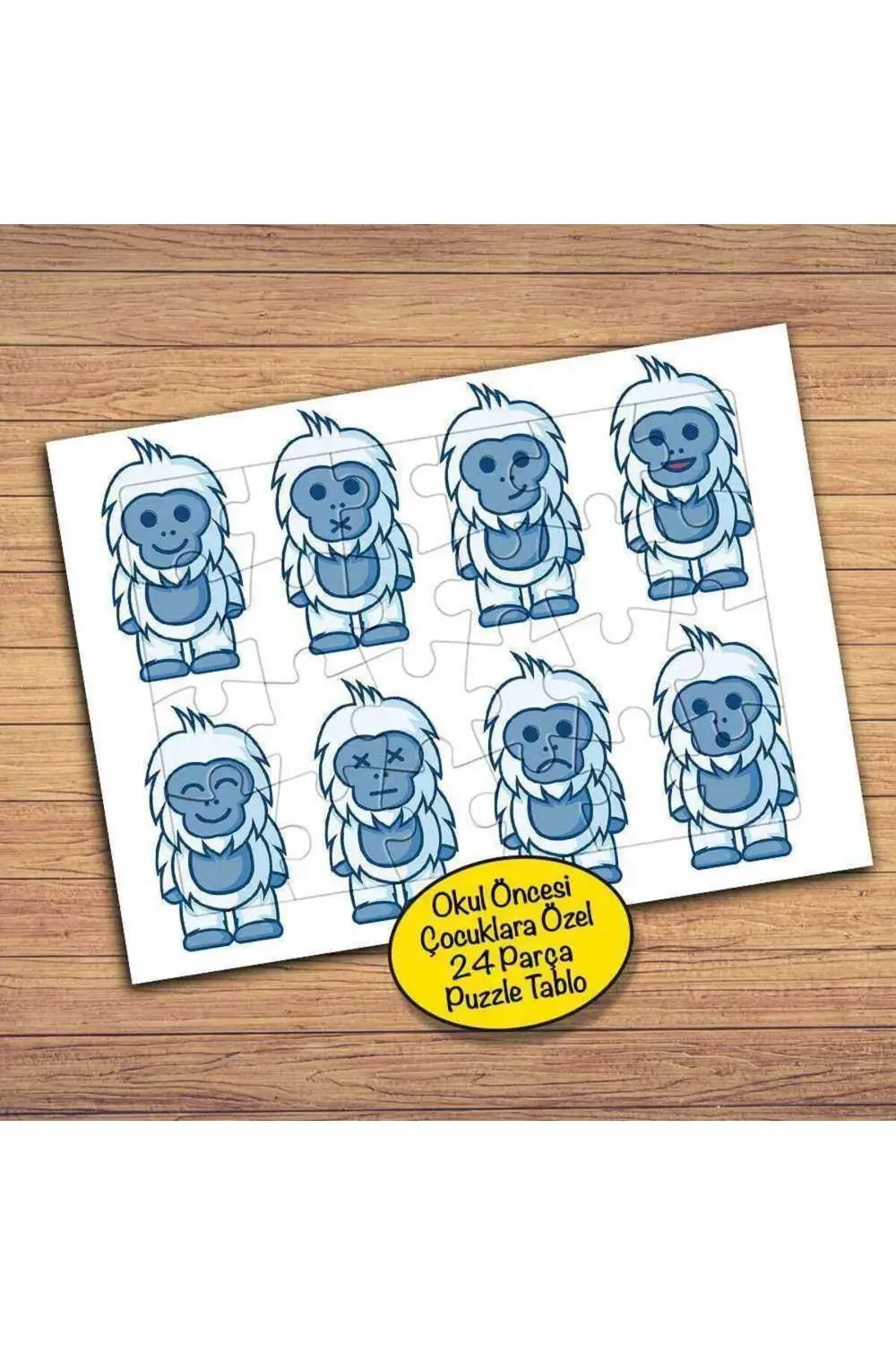 Küçük Kardan Maymun Çocuklara Özel Puzzle Yapboz Tablo-133pz