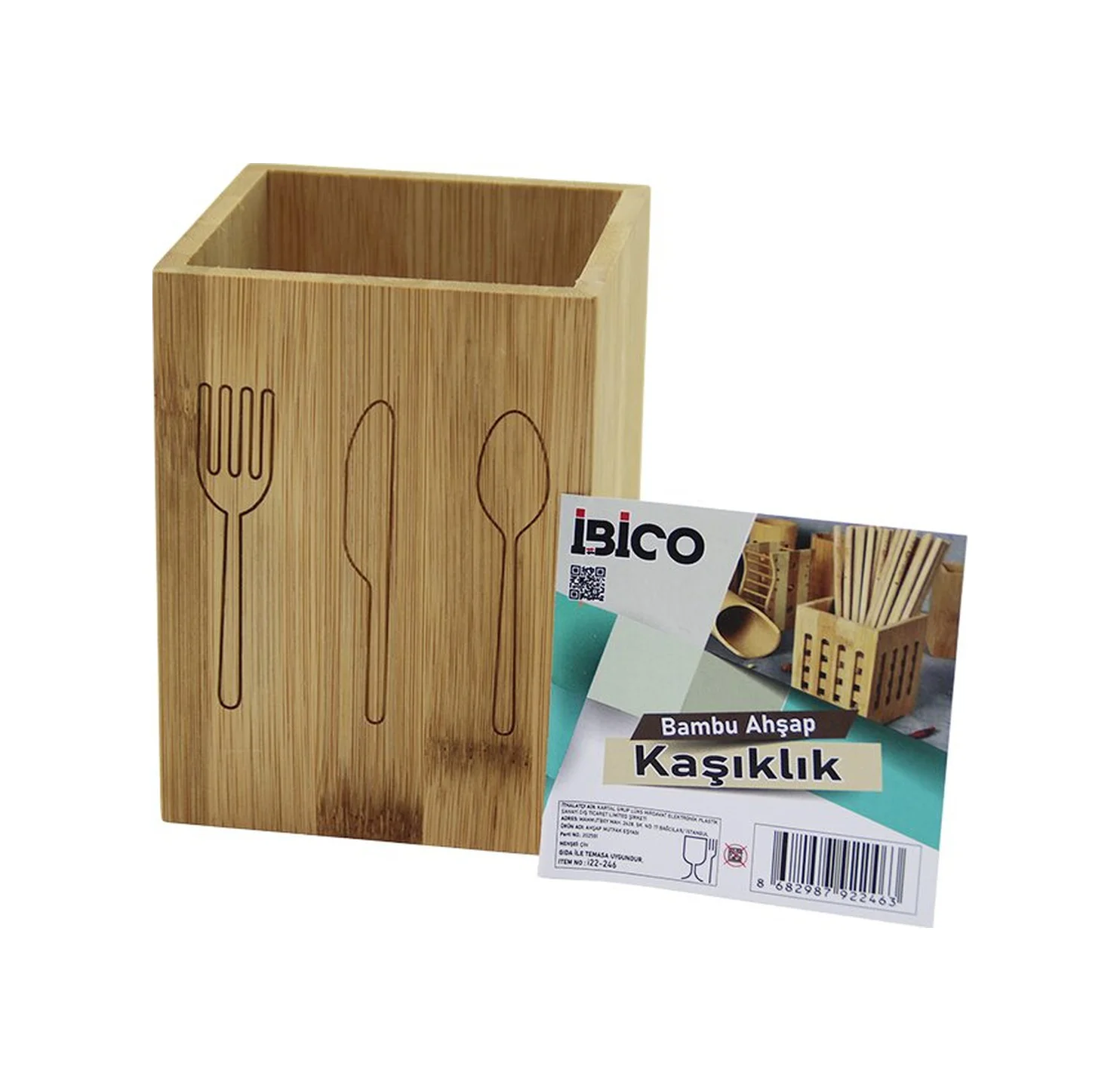 Küçük Kare 9x9cm Ahşap Bambu Kaşıklık Organizer 5224 Diğer